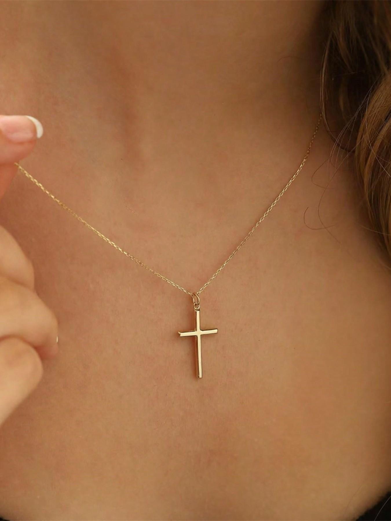 Women's Cross Necklace, Minimalist Religious Jewelry, Ideal for Daily or Outdoor Wear, Perfect Christian Women's Gift