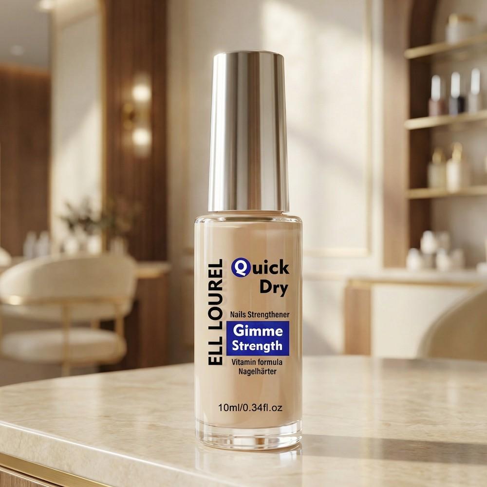ELL LOUREL 10ml Gimme Strength Quick Dry Nail Strengthener - Vitamin Calcium Nail Hardener, Repairs Weak & Brittle Nails, Promotes Strong Nail Growth, High Shine Manicure Treatment, Perfect for Daily Nail Care, 0.34fl.oz,Promotes Strong Nail Growth