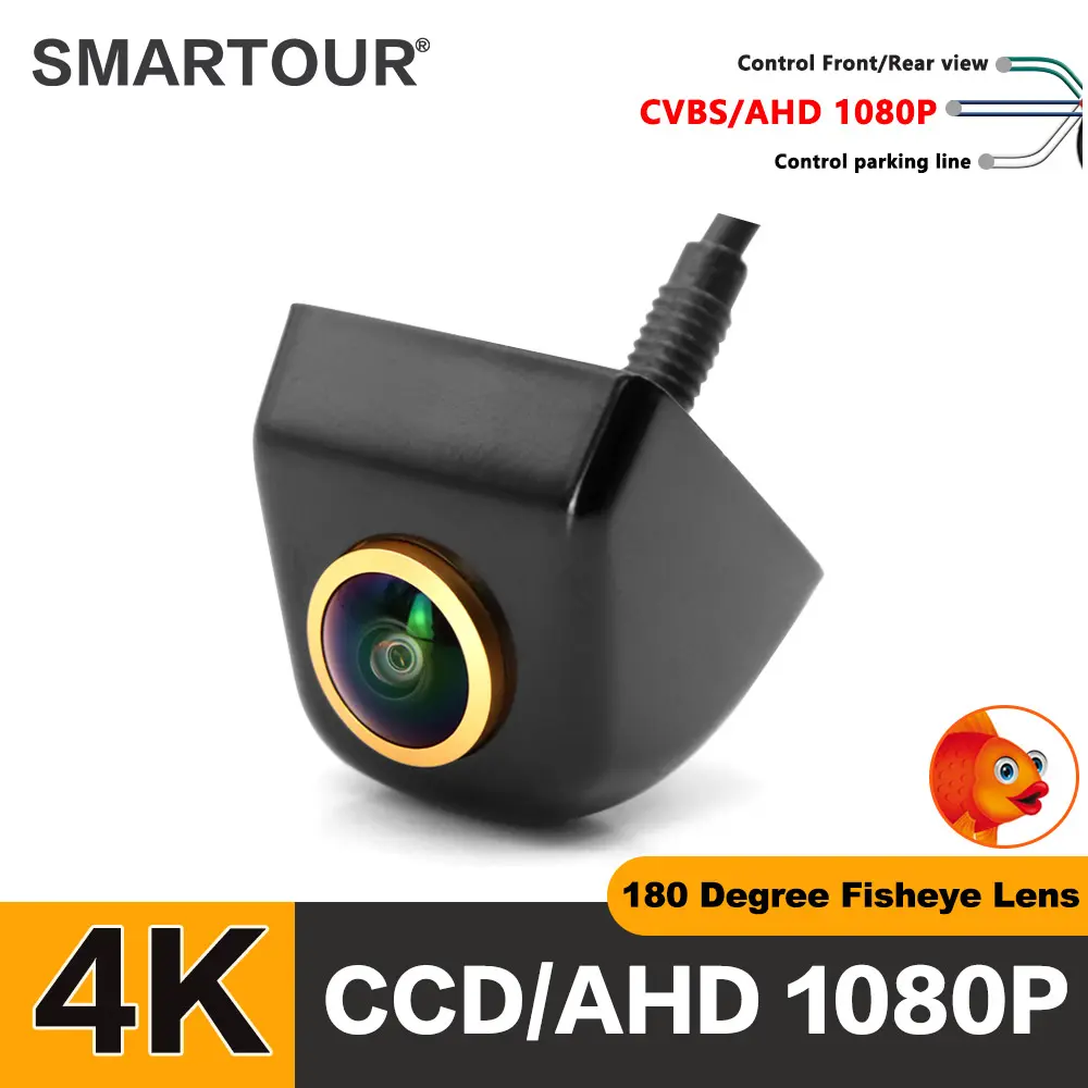 Car Reverse Camera with 180° Wide Angle Lens, 6-Layer Glass, Dual Mode CVBS-NTSC/AHD 1080P Output, Starlight Night Vision, IP68 Waterproof Shockproof, 3 Control Wires for Parking Lines, 27×31mm Compact Body Flush Mount for Android Car Stereo, Glass Optics