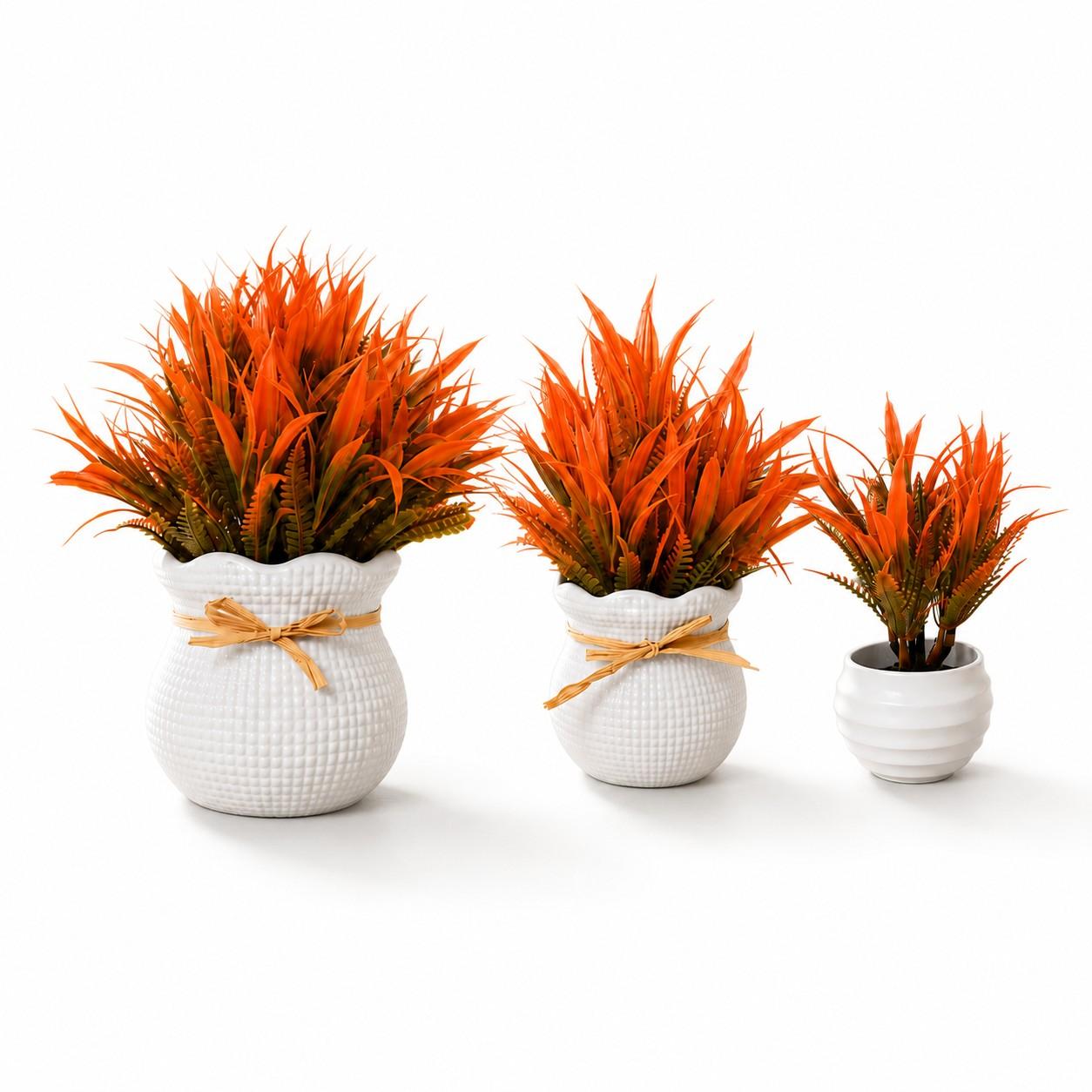 3pcs Autumn Artificial Plants Set, Mixed Sizes, Perfect for Harvest Festival, Halloween, Christmas, Fall Parties, Home Decor