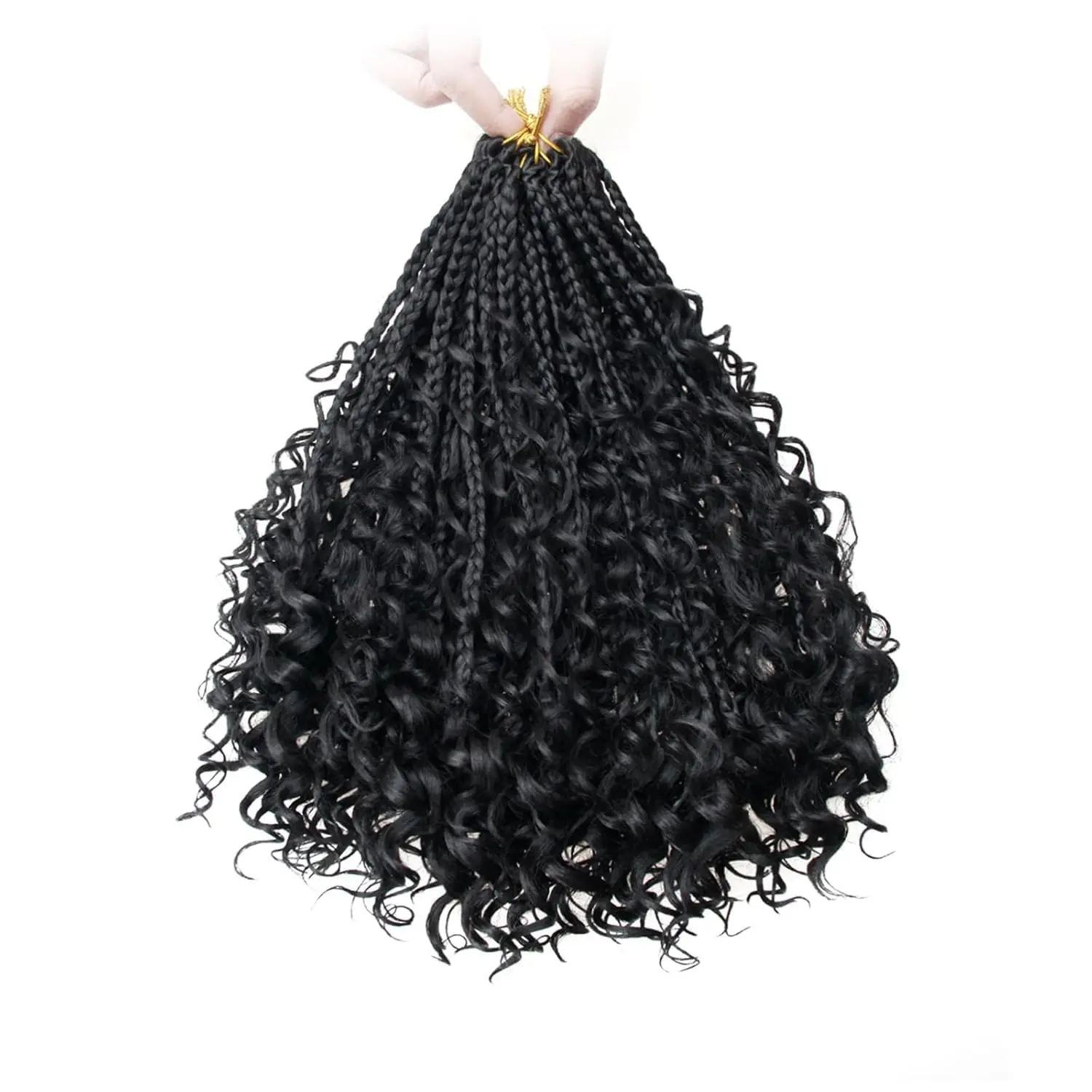 Goddess Box Braids Crochet Hair - Boho Crochet Box Braids With Curly Ends, 8 Packs Bohomian Box Braids Pre Looped Crochet Hair For Black Women (24Inch, 1B)