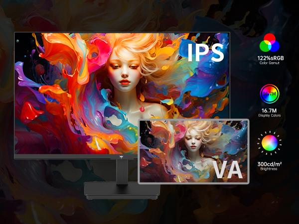 KTC 24" 2K QHD IPS 100Hz Computer Monitor, 2560*1440 1300:1 Contrast, HDR 10 Anti-Blue Light Screen, 122% sRGB, Adaptive Sync, HDMI2.0/DP/Earphone for Gaming and Office Working H24T27