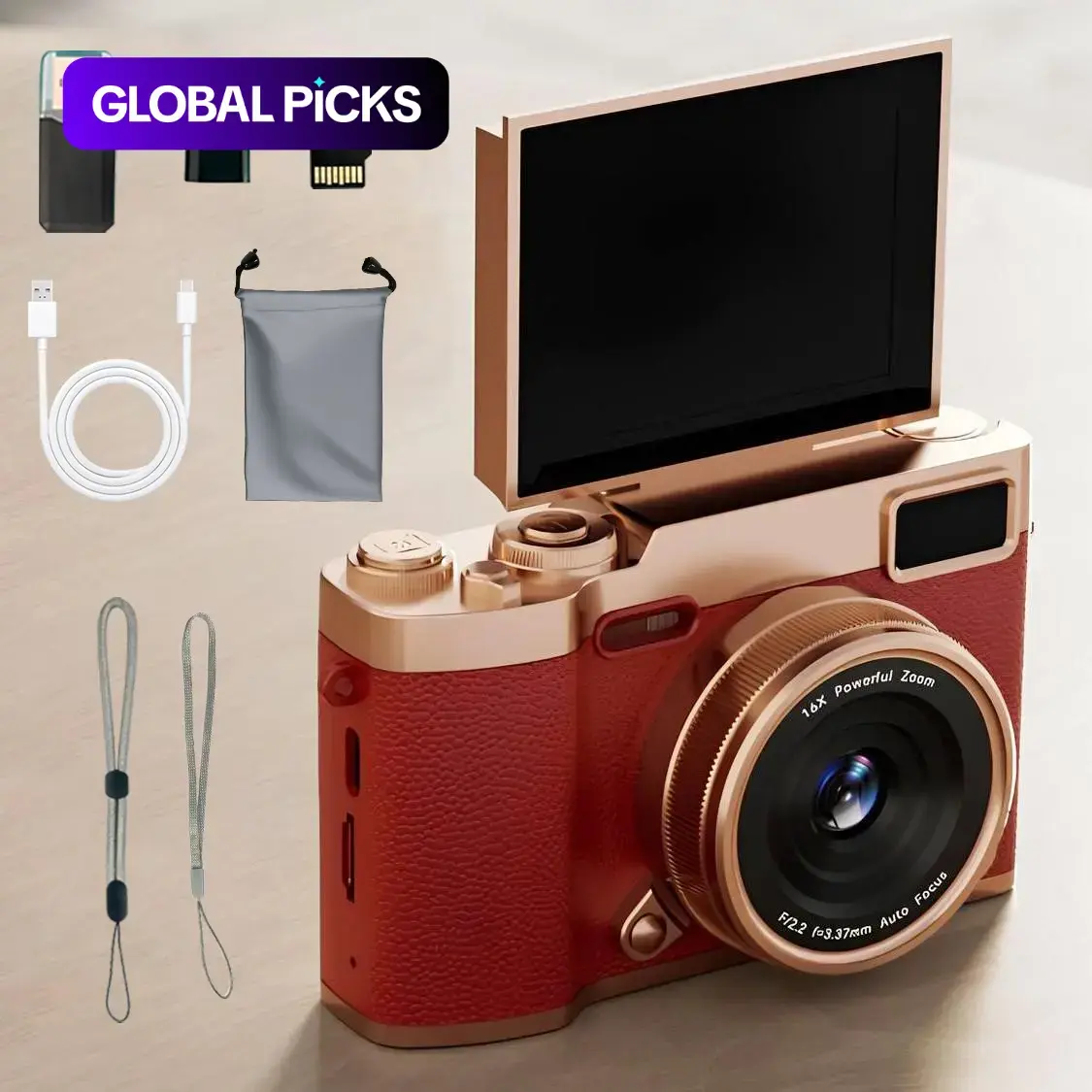 Flip Screen Retro Camera for Teens, Cute Pocket Digital Camera with Filters, Portable Student Camera, Student Camera, Entry-Level Digital Camera with Memory Card, Perfect Gift for Christmas, Back to School & New Year, Beginner Digital Camera #GLOBAL PICKS