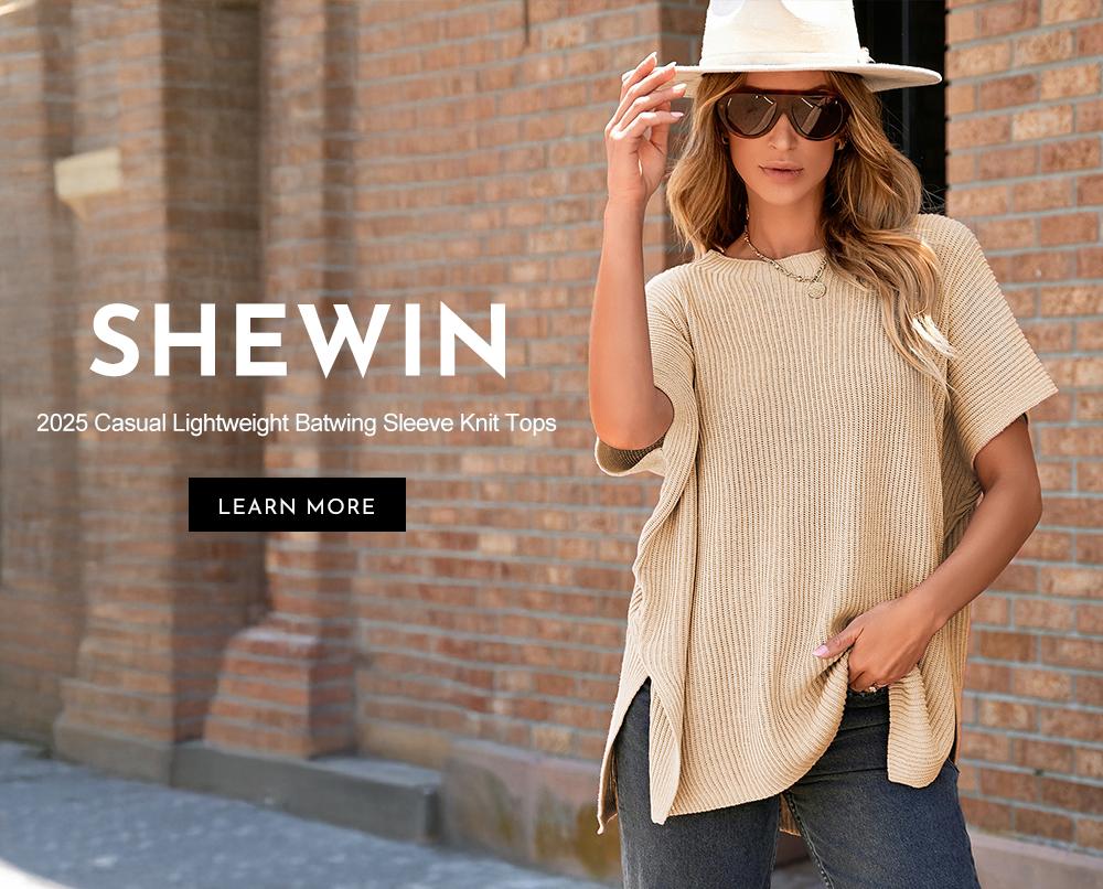 Shewin 2026 Spring/Summer Oversized Cozy Ribbed Knit Top Women’s Crew Neck Short Sleeve Pullover Elegant Solid Color Knitwear with Side Slit for All-Season Casual Outfits SpringStatements