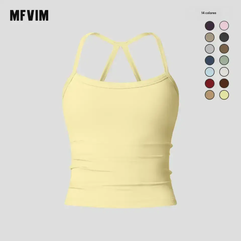 MFVIM Women's Strapless Fitted Solid Color Self Padded Sports Camisole High Elasticity, Breathable, Comfortable Undershirt for Yoga, Gym Workout Casual, Indoor and Outdoor Sportswear, Machine Washable, Cold Wash (Cherry Red Valentine's Version)