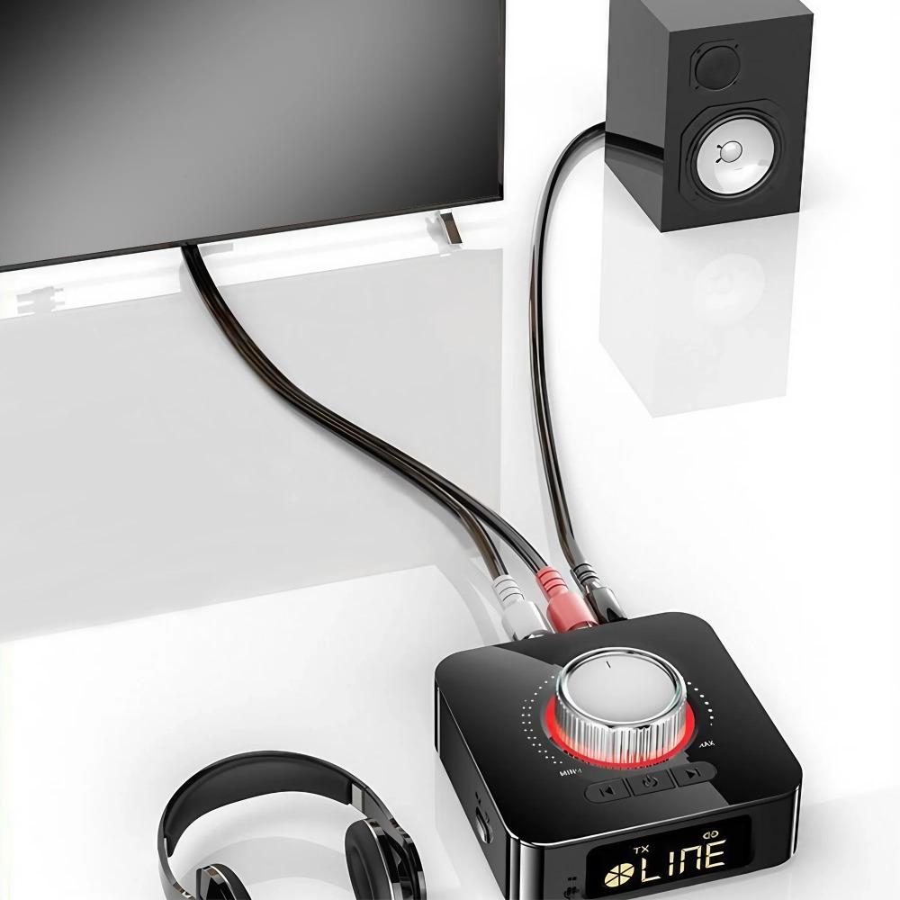 Low Latency 3D Surround Bluetooth 5.0 Audio Receiver Adapter, Wireless Converter with AUX Input RCA Output for Old Speakers, Car Home Stereo System, Multi-Device Portable Audio.