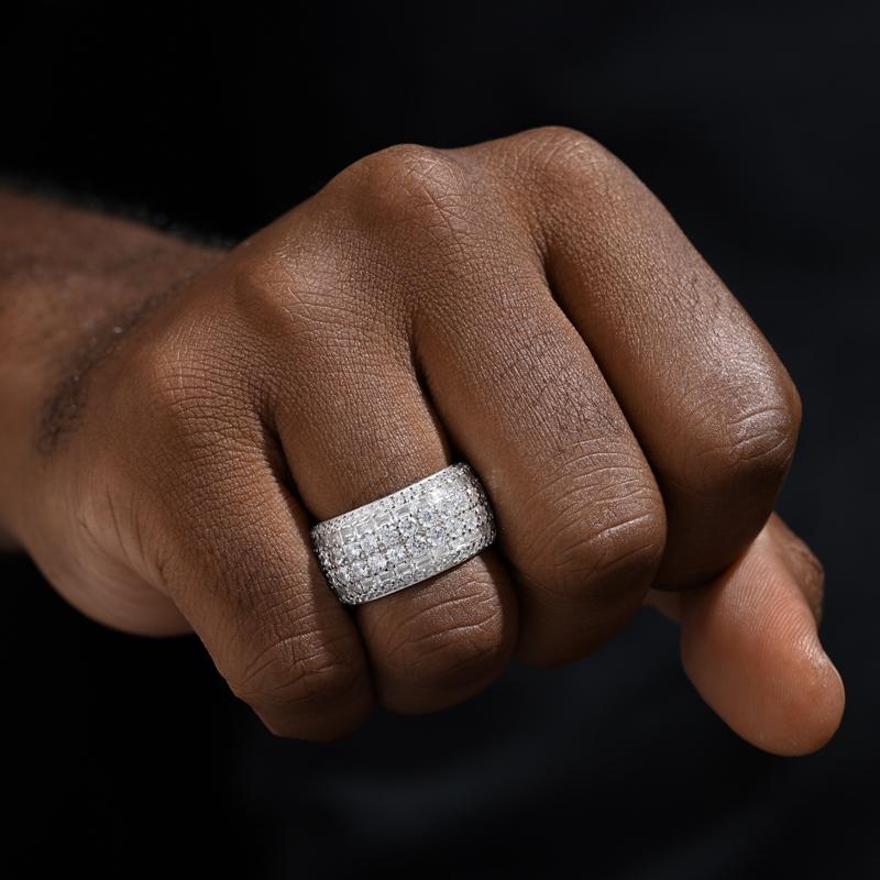 【#R362 】UCCIYO 18K Gold-Plated Ring with Lab-Grown Moissanite S925 Sterling Silver Moissanite Ring for Women Men Hip Hop Jewelry Gift