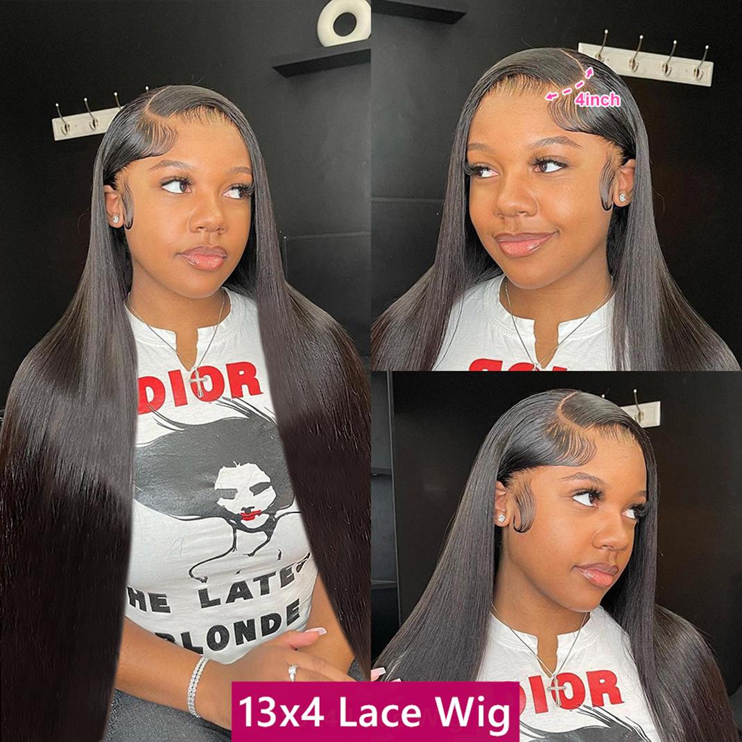 13x4 Straight Lace Front Wigs Human Hair 180% Density HD Transparent Straight Frontal Wig for Women Glueless Straight Wigs Pre Plucked with Baby Hair