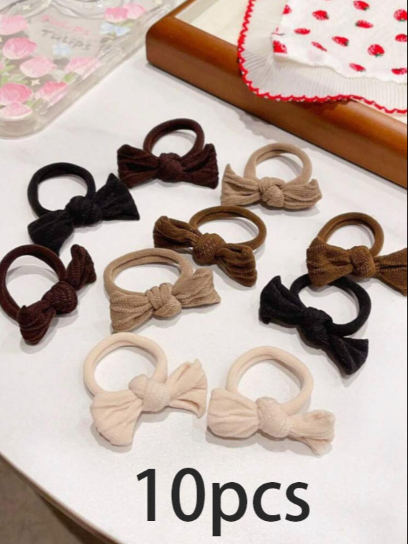 10pcs Mixed Color Bow Hair Ties, Cute Series for Women, Fashionable Daily Ponytail Accessories, Durable and Compact Hair Bands