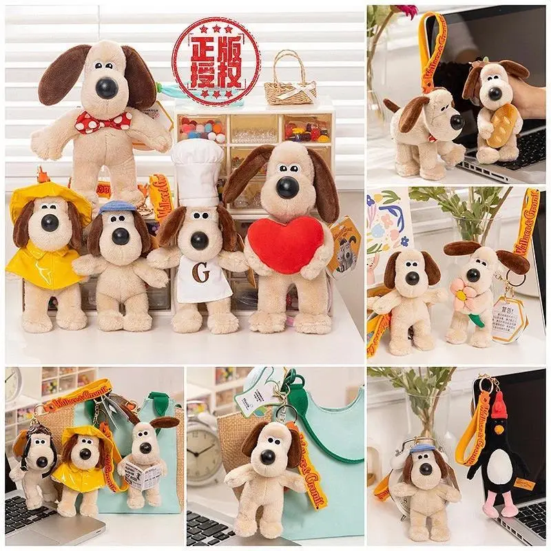 Original Wallace&Gromit Plush Toy Kawaii Gromit Wallace Toys Cartoon Dogs Bag Pendant Key Chain Anime Cute Puppy Stuffed Dolls