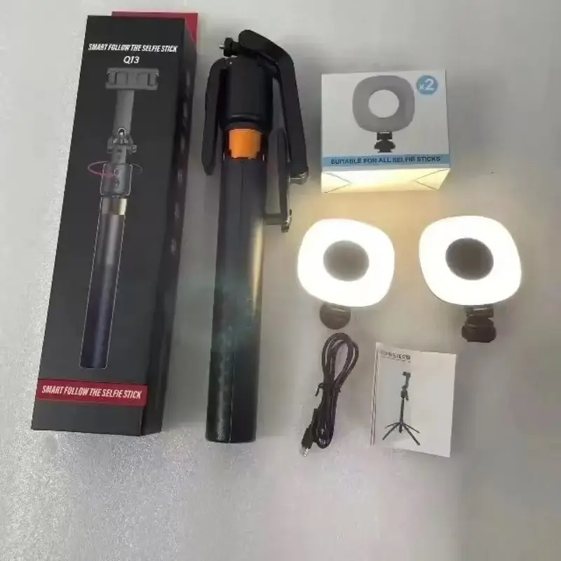 360° Rotatable Selfie Stick Tripod, 70.9 Inch Rechargeable Smart Face Tracking with Dual Lights, Auto Face Tracking Phone Stand for Vlog Live Streaming, Selfie Accessories, Rotating Stand