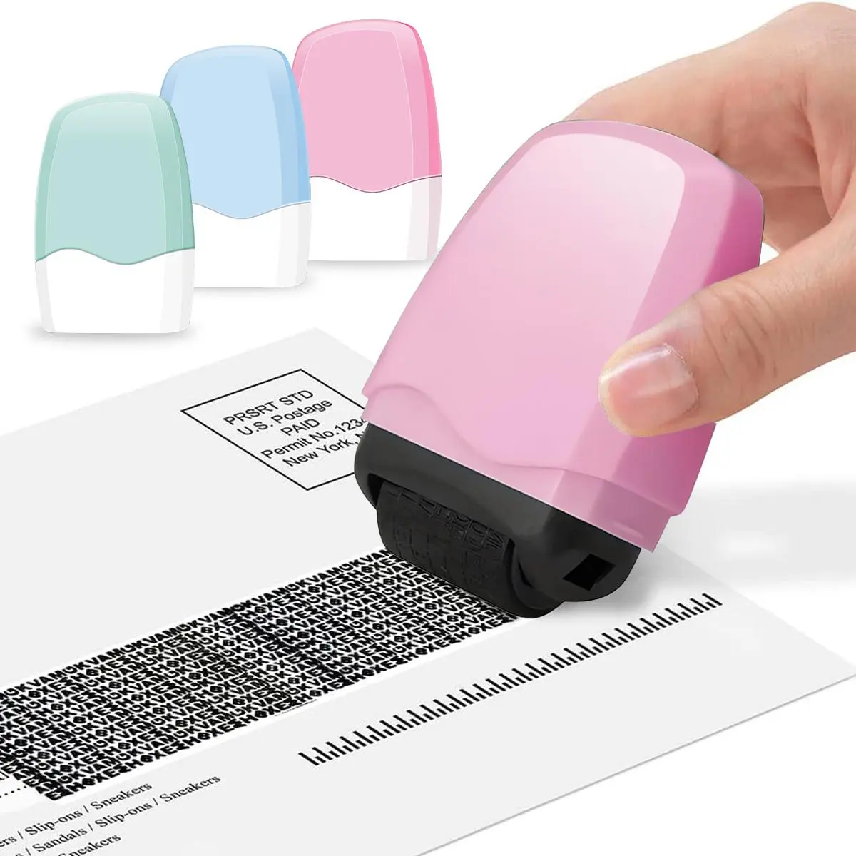 Compact Wide-Coverage Identity Protection Roller Stamp - Office Privacy Blockout Tool for Shipping Labels, Bills
