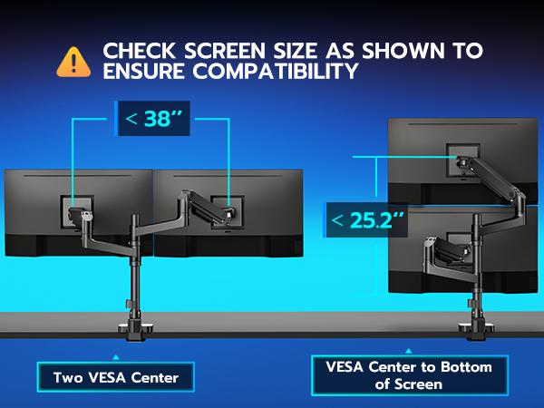 ARES WING Single/Dual Monitor Arm for Ultrawide Heavy Duty Curved Monitor Stacking, Fits 17-49 Inch, Vertical Gas Spring Double Monitor Mount with USB, Ergonomic Office Adjustable Dual Monitor Mount