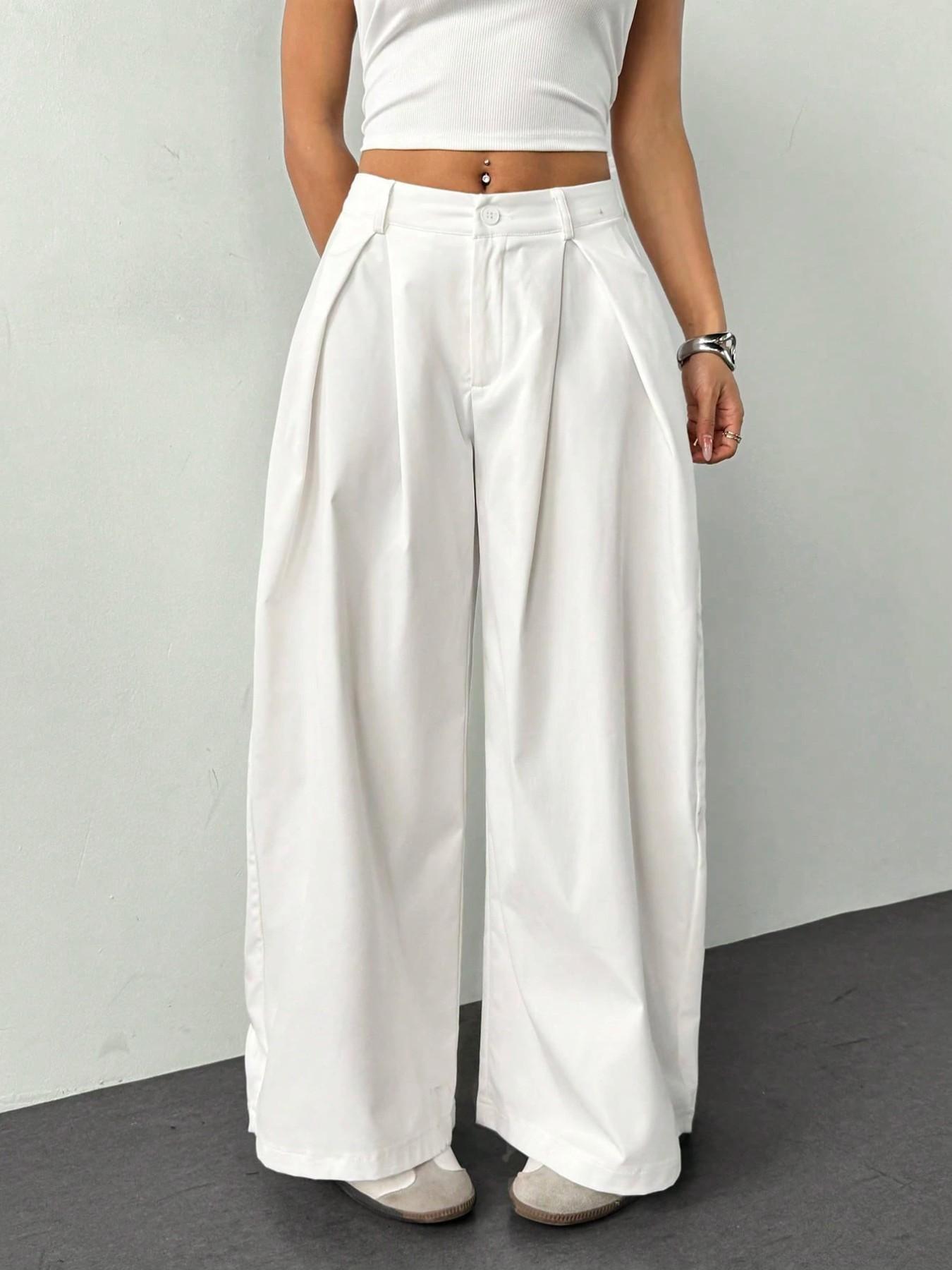 Women's Vintage Casual Street Style Loose Fit Pants, Elastic Waist Wide Leg Trousers, Retro Fashion Bottoms for Daily Wear Women's Vintage Casual Street Style Loose Fit Pants, Elastic Waist Wide Leg Trousers, Retro Fashion Bottoms for Daily Wear