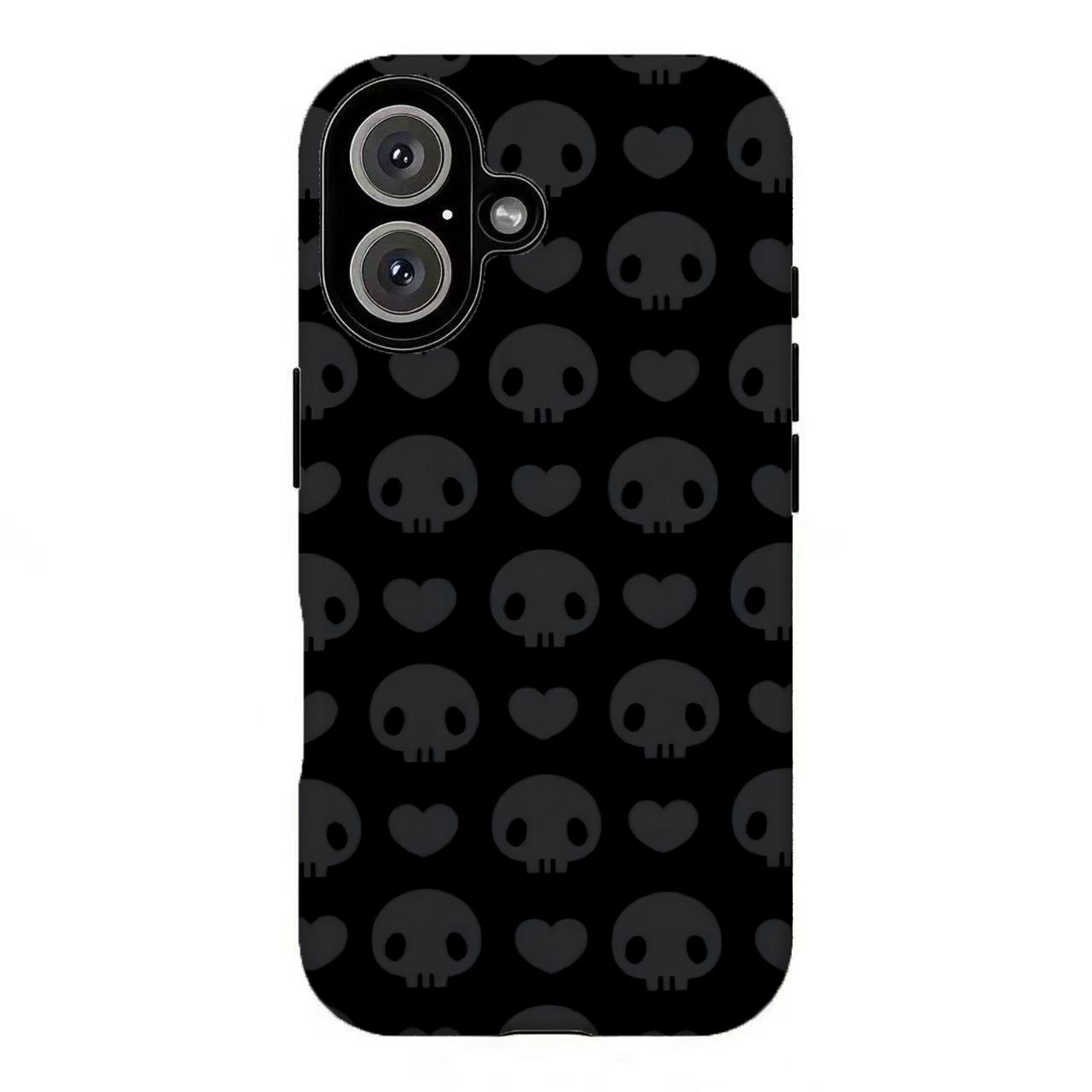 FL-Y2k Emo Skull & Heart Phone Case,Y2K Kawaii Aesthetic Protective Cover For iPhone 11 12 13 14 15 16 17 Air Pro Max for Samsung S26 S25 S24 S23 S22 S21 Case,Gift for her/him
