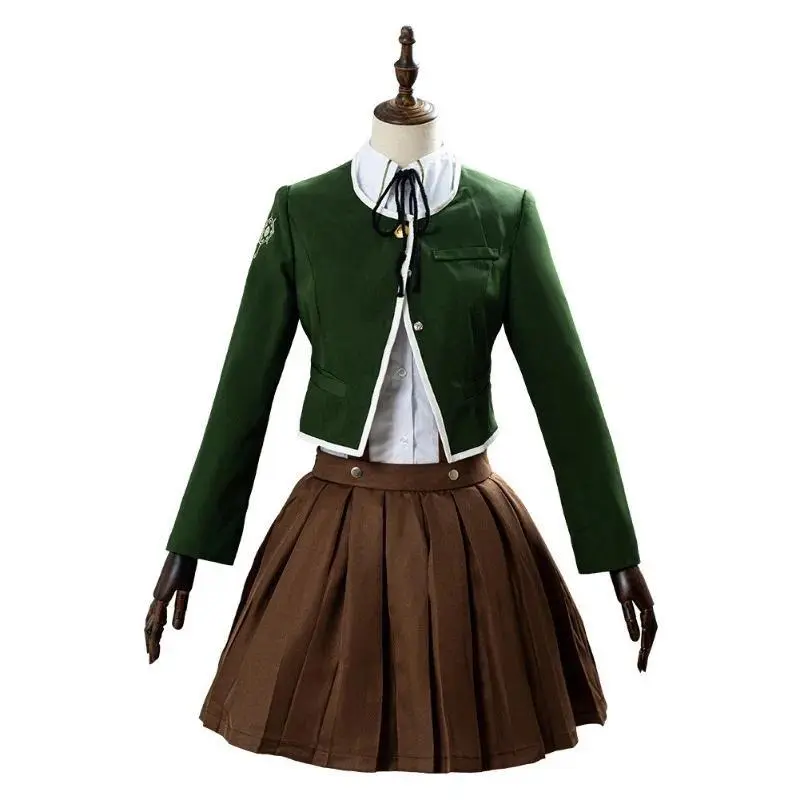 Anime Danganronpa Chihiro Fujisaki Cosplay Costume JK School Uniform Suits Brown Pleated Skirt Set Halloween Costumes for Women