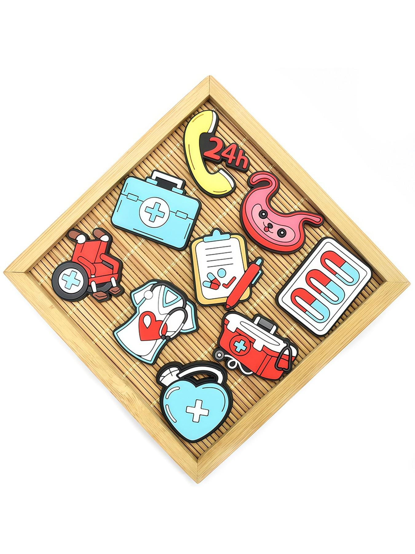 25pcs, soft plastic, happy nurses day shoe charms, a nurse's day shoe accessories, chill pill design shoe accessories decoration, suitable for sandal garden shoes accessories party gift