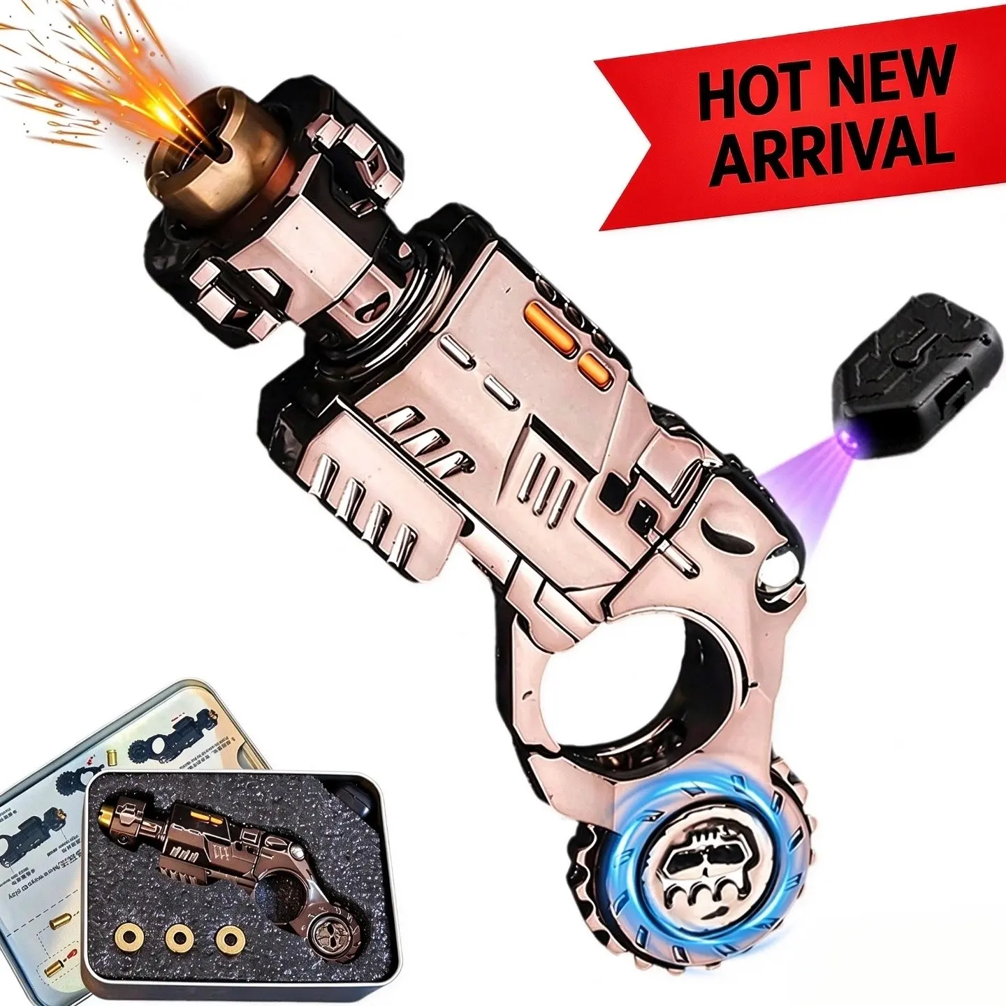 Mini Alloy Toy Gun, Silent Stress Relief Toy with Touch Slider, Unisex High-End Gift, Cool Christmas Present, Fun Fidget Toy, Sensory Stress Reliever
