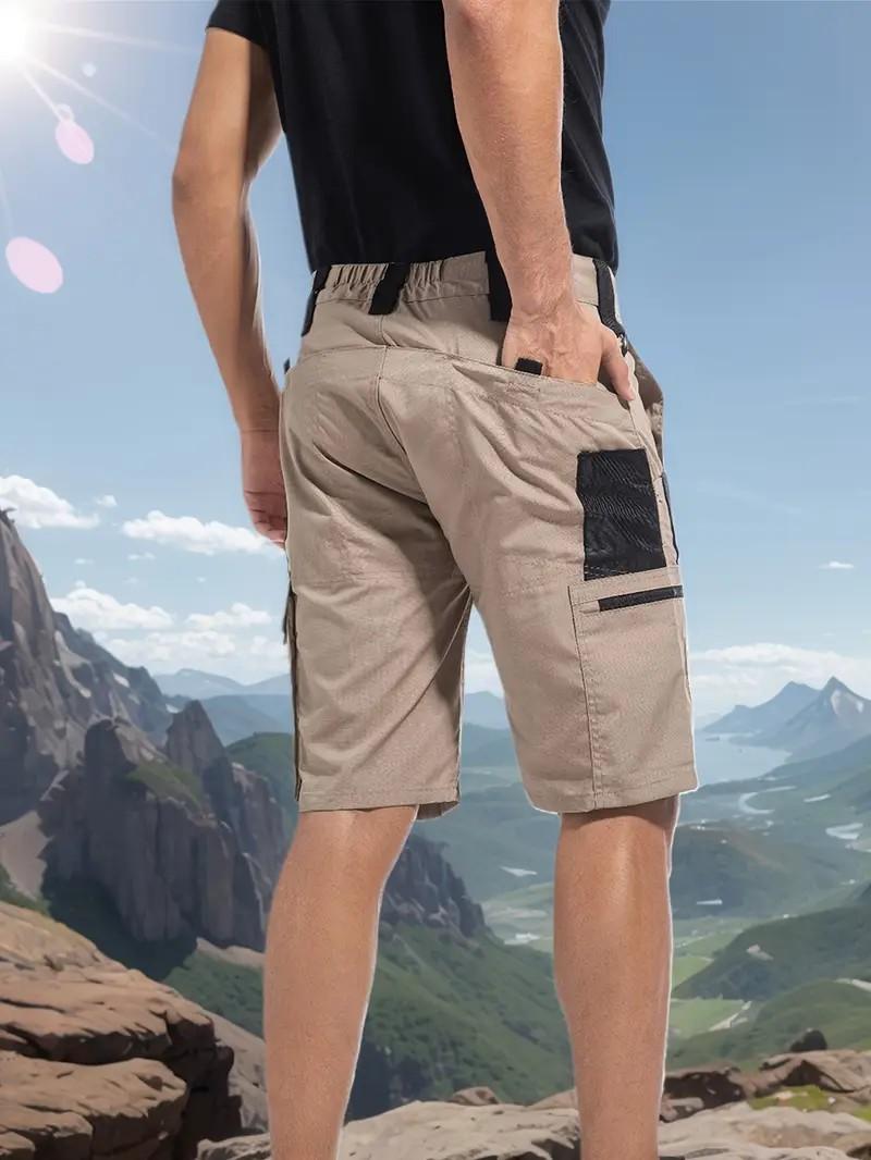 HOMUG 2solid color men's shorts with zippered pockets, waterproof tactical work pants without waistband, regular sports pockets, durable and wear-resistant outdoor training pants, golf club shorts (9 pockets) suitable for my sports shorts SpringStatements