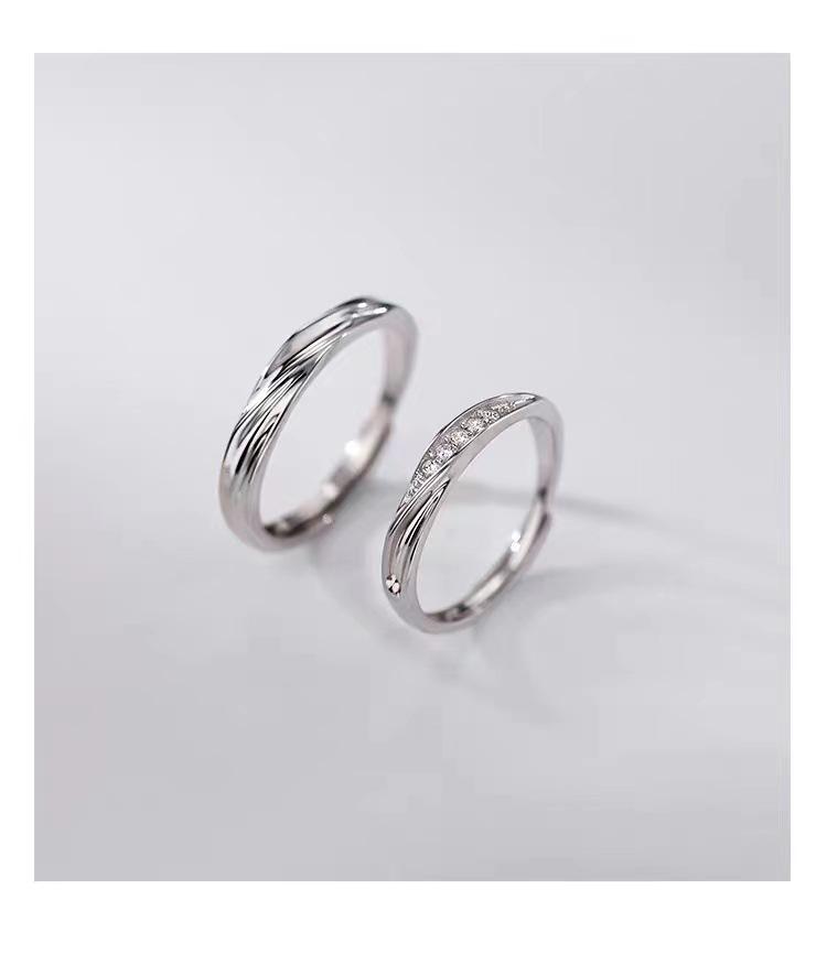 Fashion Jewelry - Adjustable unisex stainless steel Mobius rings with delicate and lightweight groove design; perfect for weddings, couples, and Valentine's Day gifts.