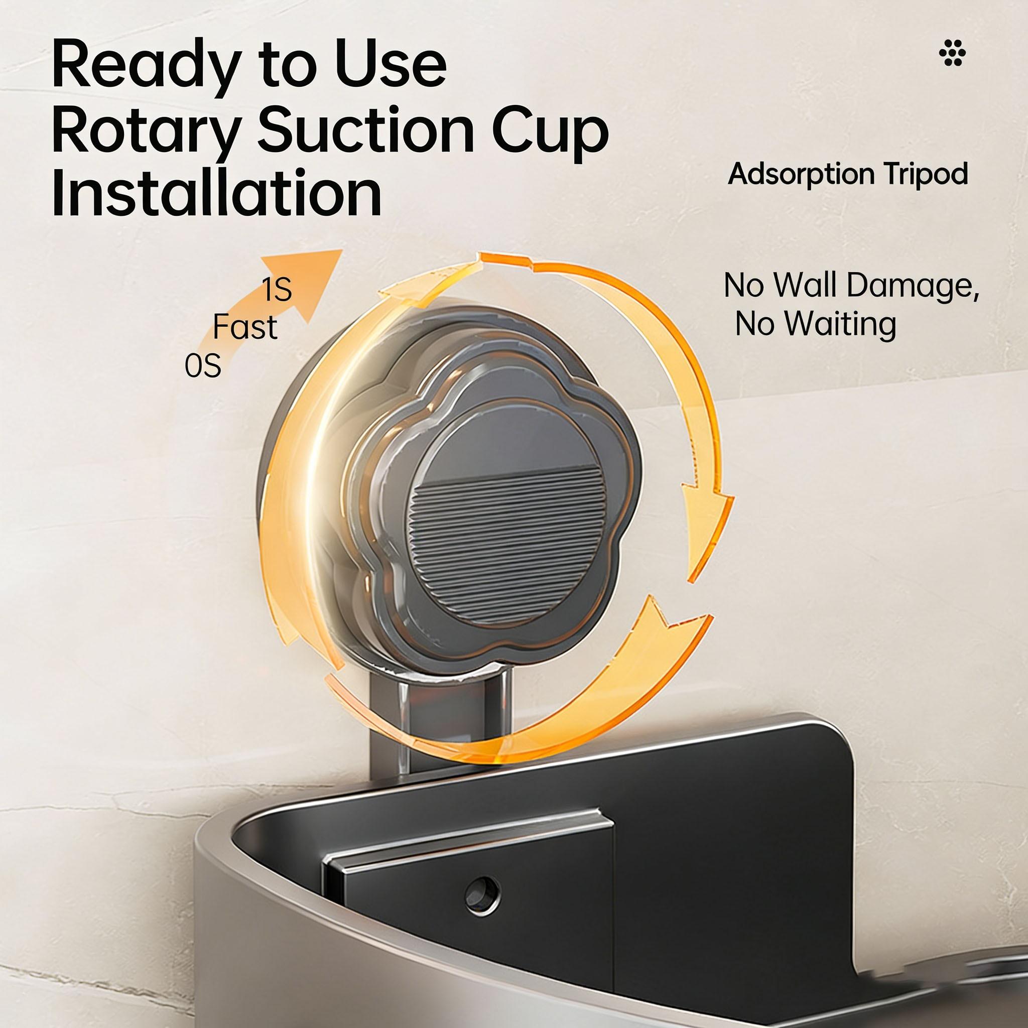 3-Pack Gun Abs Triangular Suction Cup Shower Caddy, 3-Tier Corner Shelves, No Drilling Bathroom Organizer, 40lbs Load Capacity, Bathroom Accessories Organizer