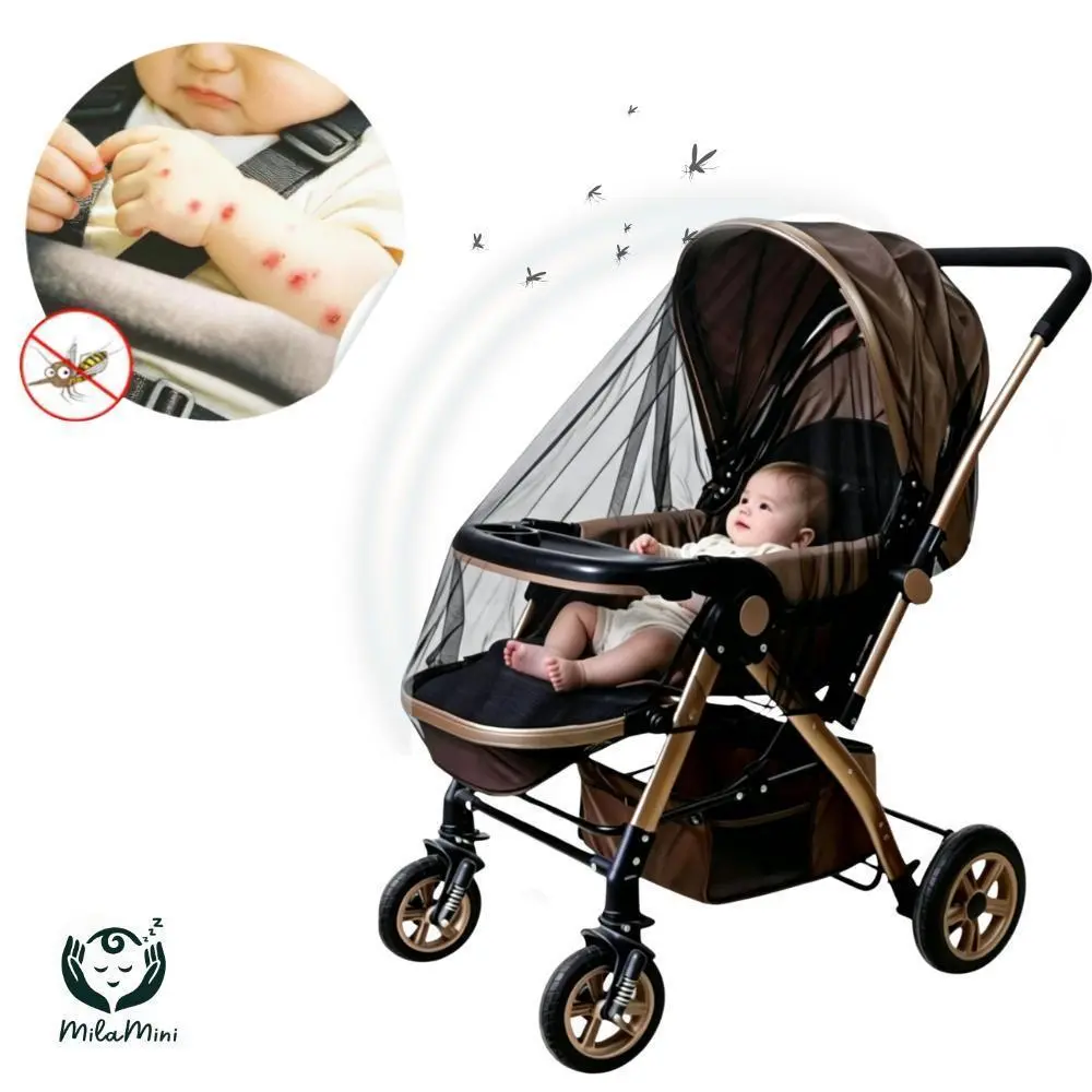 MilaMini 2Pack Baby Stroller Mosquito Net Cover, Breathable Bug Shield for Newborn Outdoor Walks, Universal Insect Netting for Stroller, Car Seat, Bassinet & Cradle