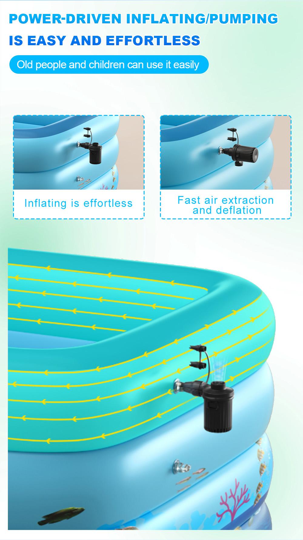 Inflatable Pool for Kids and Adults, Oversized Thickened Family Blow Up Pools, Rectangular Inflatable Swimming Pool for Backyard, Outdoor, Garden, Summer Water Party (120X60X22IN 3-Floor)#SummerVibes