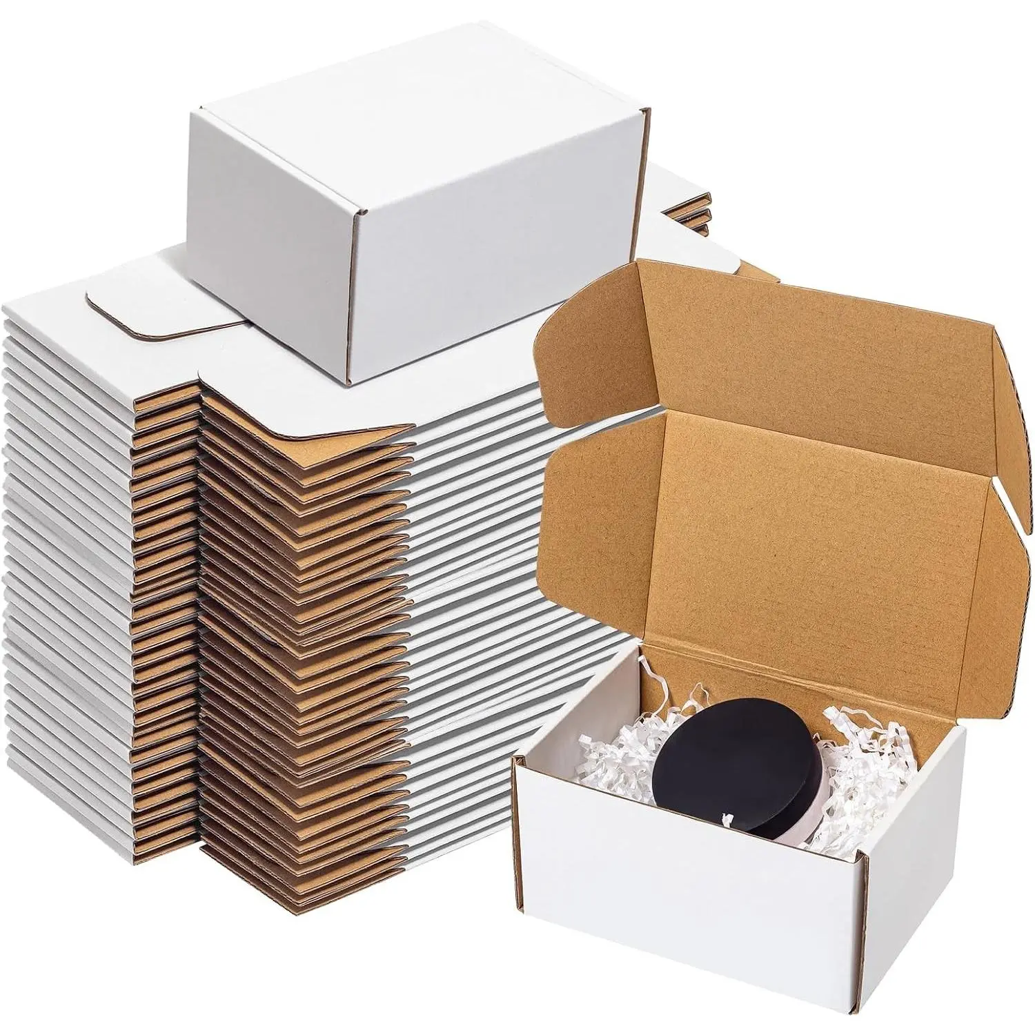 White Shipping Boxes 6x4x3" 60 Pack Corrugated Cardboard Box Mailer | Small Literature Mailer Packaging Supplies Mailing Boxes for Small Business
