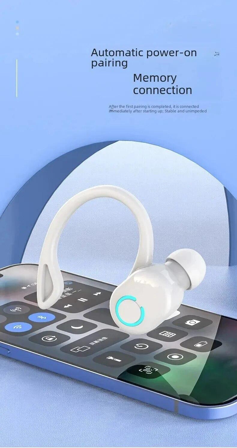 premium audio headset volume Bluetooth 5.2 Wireless Headset Single Ear-Hook Earplugs Ultra Long Battery Life Business Earphone Mobile Phone Headphone Earbuds adjustable