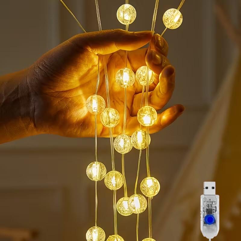 200cm Transparent Bubble Light String | USB Powered, Intelligent 8 Mode, Festive Atmosphere Decoration, Romantic and Warm, Ideal for Home, Dormitory, Study, Cafe, Valentine'S Day, Ramadan Decoration
