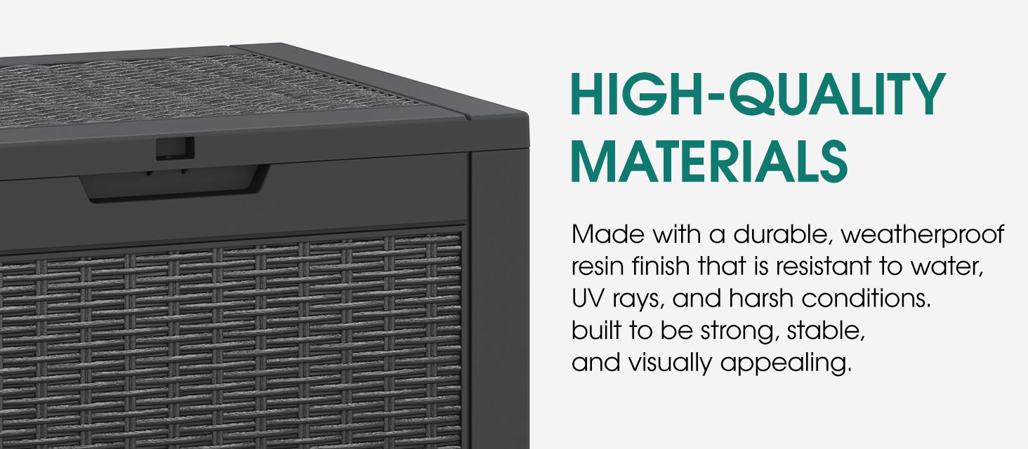 31/60/100/260 Gallon Resin Outdoor Storage Deck Box (padlock not included) – Waterproof, UV-Resistant, Multi-Functional, Lockable, Durable, Storage of tools