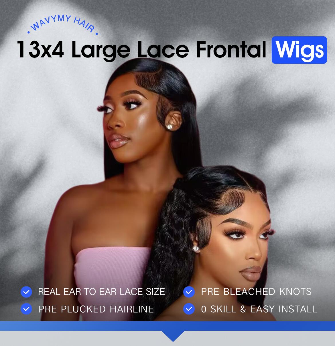 Wavymy Pre-bleached Yaki Straight 13x4 Ear To Ear  Lace Frontal Wigs Pre Everything 200% Density Transparent lace Wig Deep Part 100% Human Hair Wig