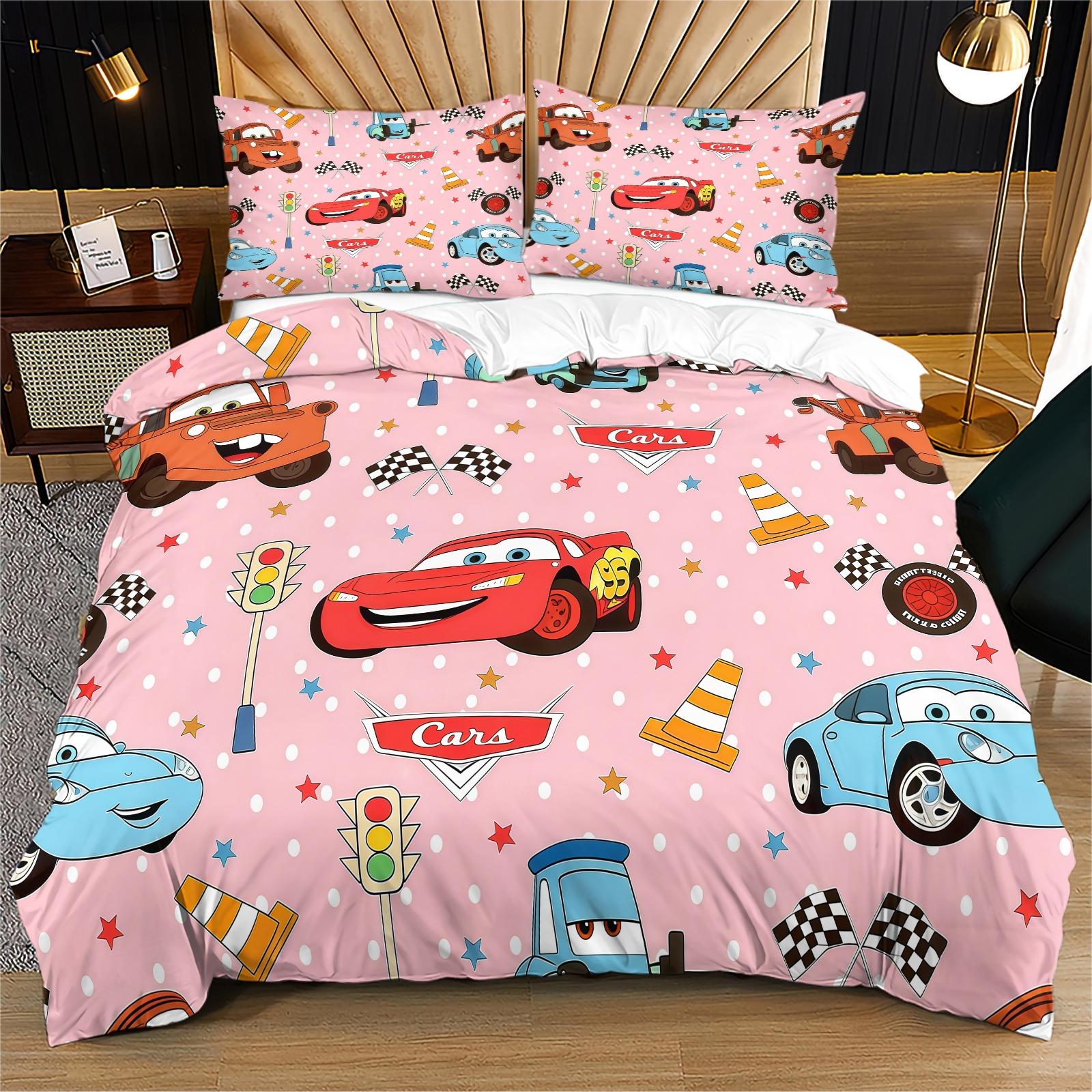 Cartoon Car Pattern Duvet Cover Set, Soft And Durable Bedding Set, Including 1 Duvet Cover And 1 Or 2 Pillowcases, Suitable For Children And Adults Daily Holiday Birthday Gifts Bedroom Decorations