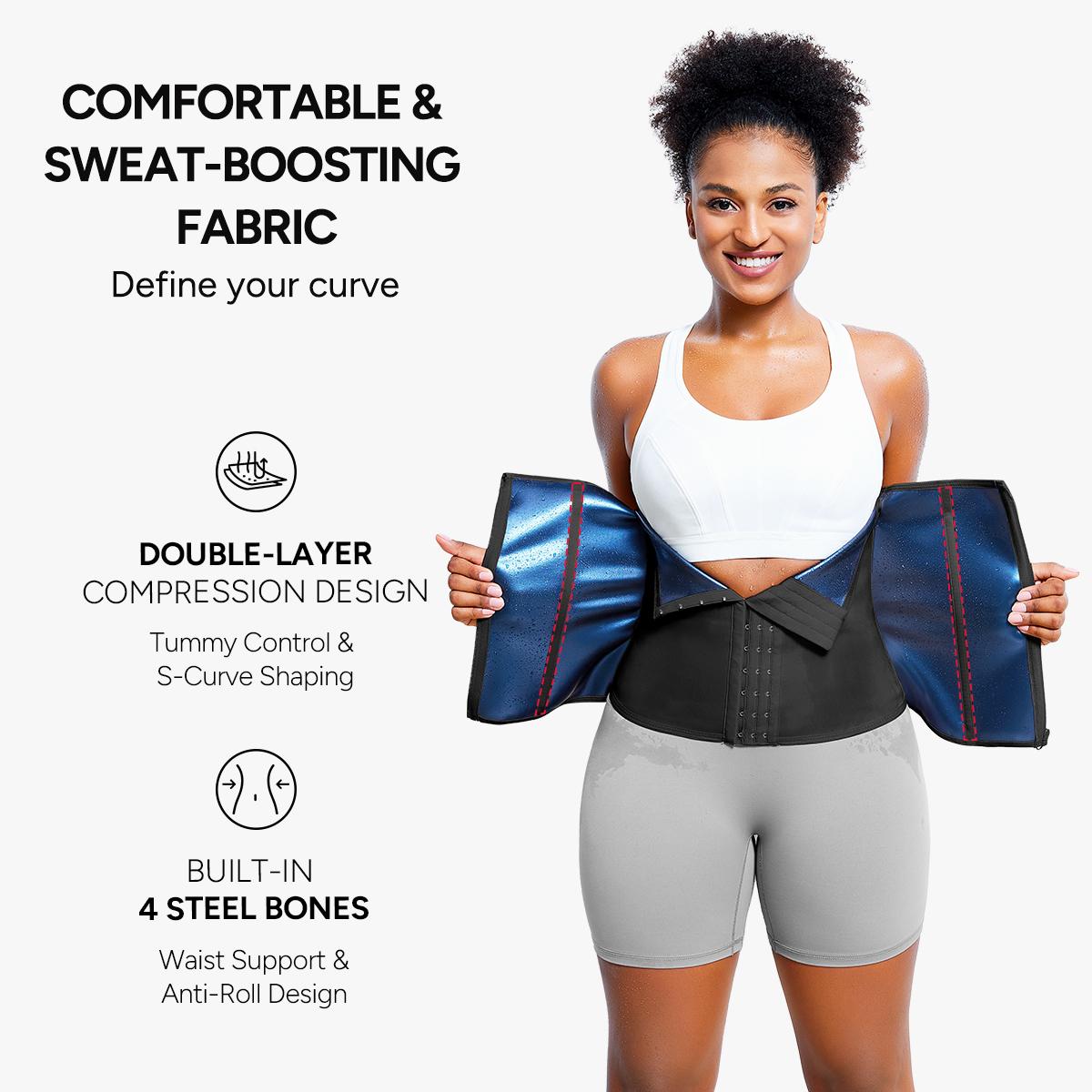 Nebility Womens Waist Trainer Corset with Zipper Sweat Waist Trimmer for Women Workout Belt Corset Shapewear Basic Compression Womenswear