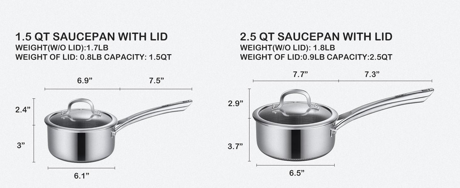SNOWCLAD 10-Pcs Pots and Pans Set with Lids – Nonstick Stainless Steel Kitchen Cookware Set, Dishwasher Safe, Non-Toxic, Induction Ready & PFOA Free