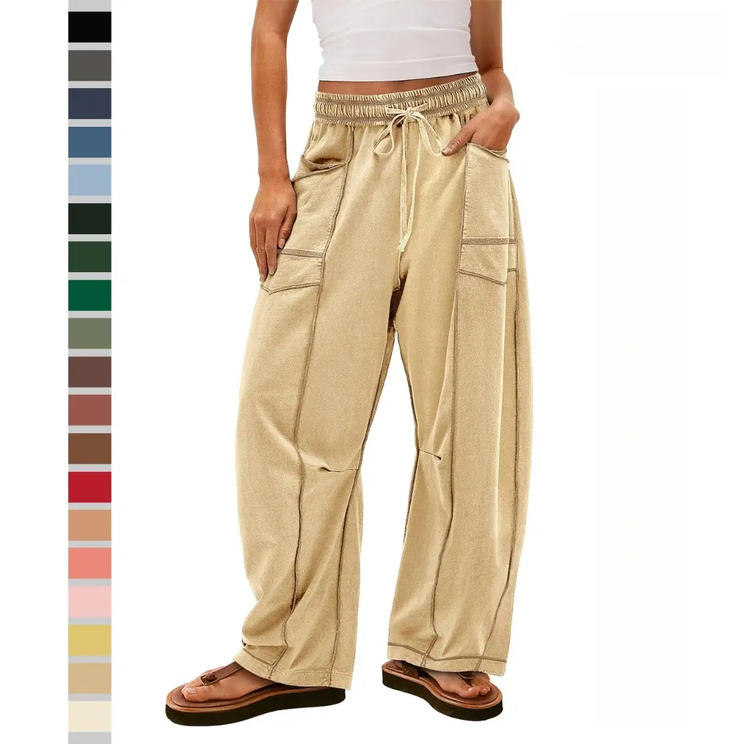 Loose Wide-leg Pants Marg American Casual Style Sweatpants Elastic Waist Drawstring Women's Sweatpants