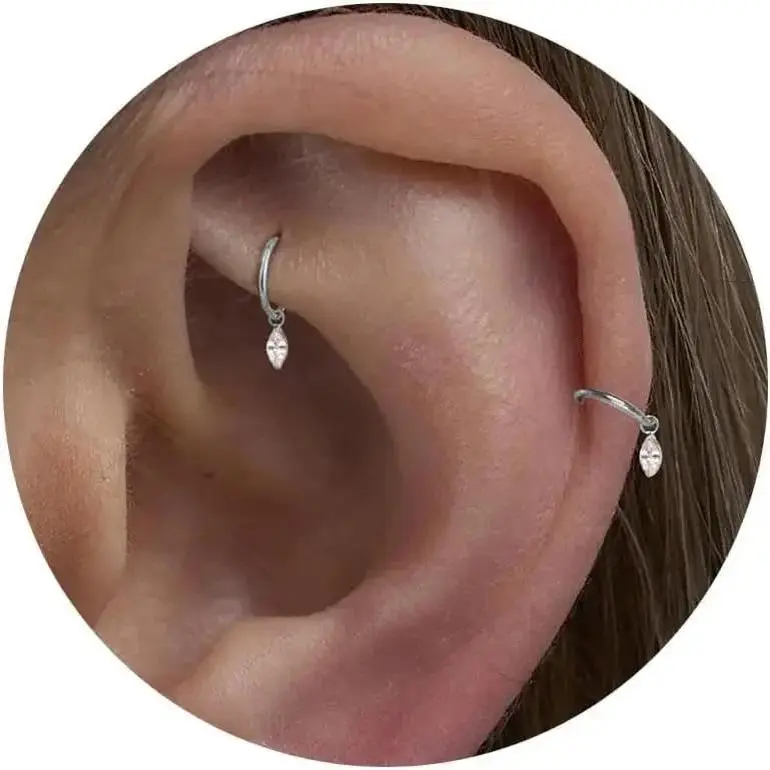 Dainty 1pc G23 Titanium Steel Dangle Huggie Hoop, Rook Piercing Jewelry Cartilage Earring Conch Helix Hoop Earring Nose Clip
