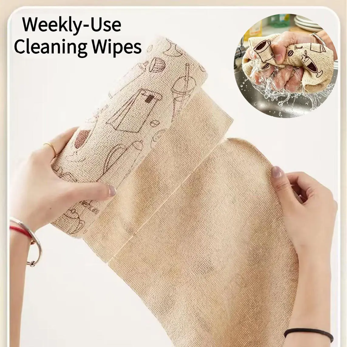 Disposable Kitchen Cleaning Cloths - Bacteriostatic, Disinfectant, Multi-Purpose, Non-Absorbent, Water-Absorbent, Hand-Washable, Weekly Disposable Home Care Supplies, Bacteriostatic Cleaning Cloths, Disinfectant Cleaning Cloths