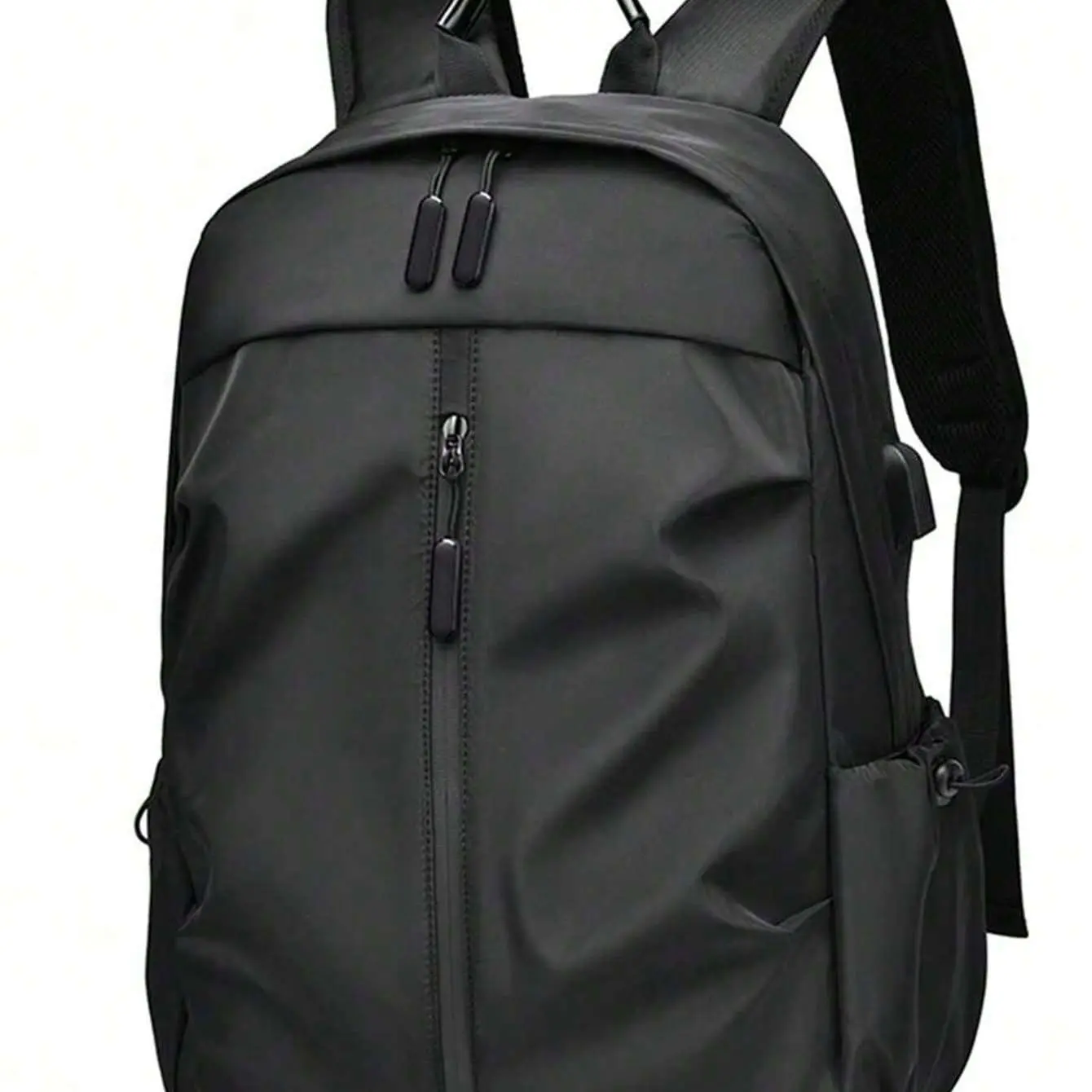 Black Multi-Pocket Casual Backpack, Water-Resistant Lightweight Commuter Daypack with Side Pockets & Multi Zipper Compartments, Durable Travel School Rucksack for Men Women, Sleek Everyday Bag for Work College Hiking Daily Use