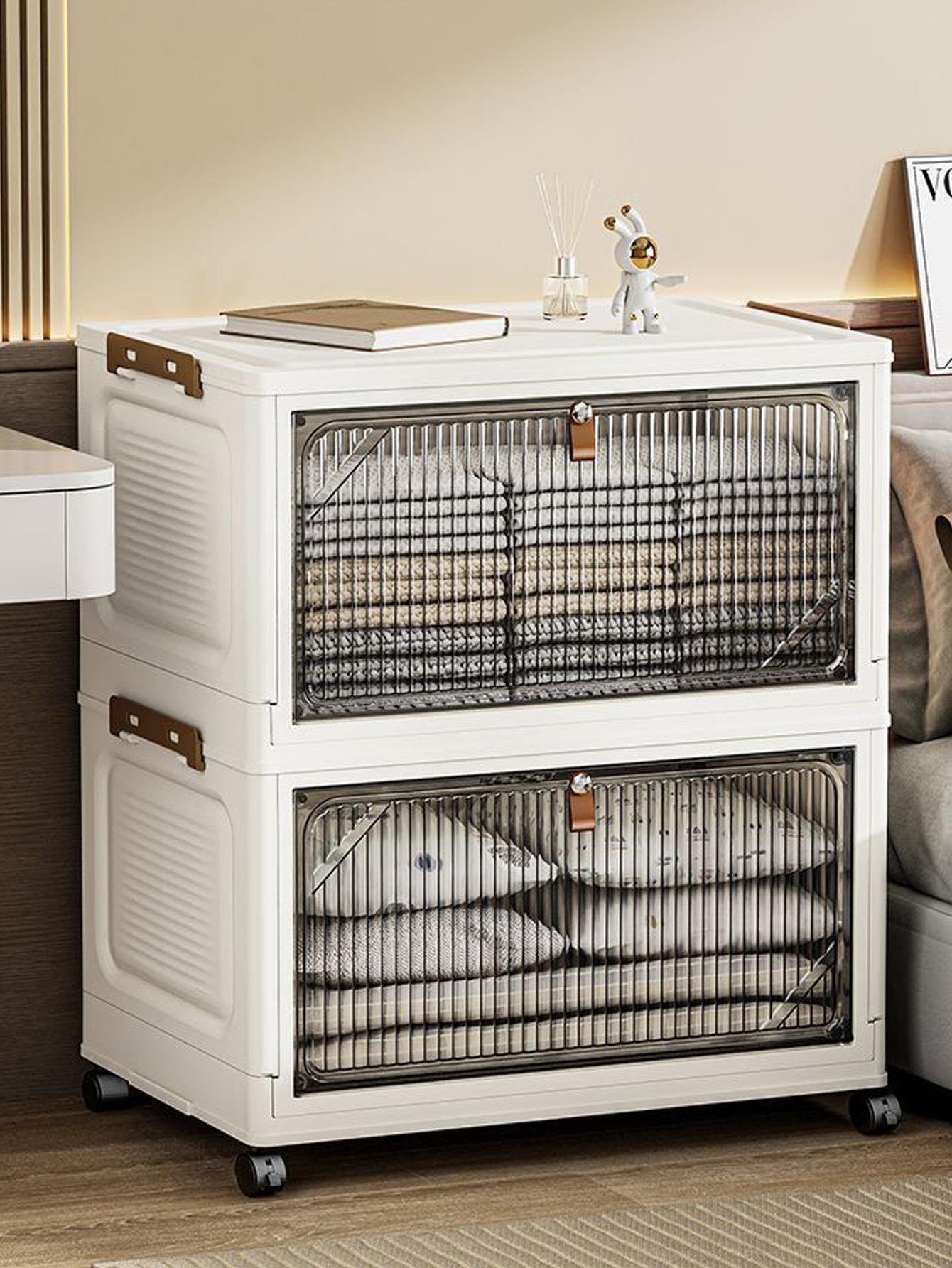 Large Capacity Foldable Storage Box, Collapsible Storage Box, Plastic Mobile Wardrobe Organizer, Clothes Sorting Cabinet, Space-Saving Design for Home Use