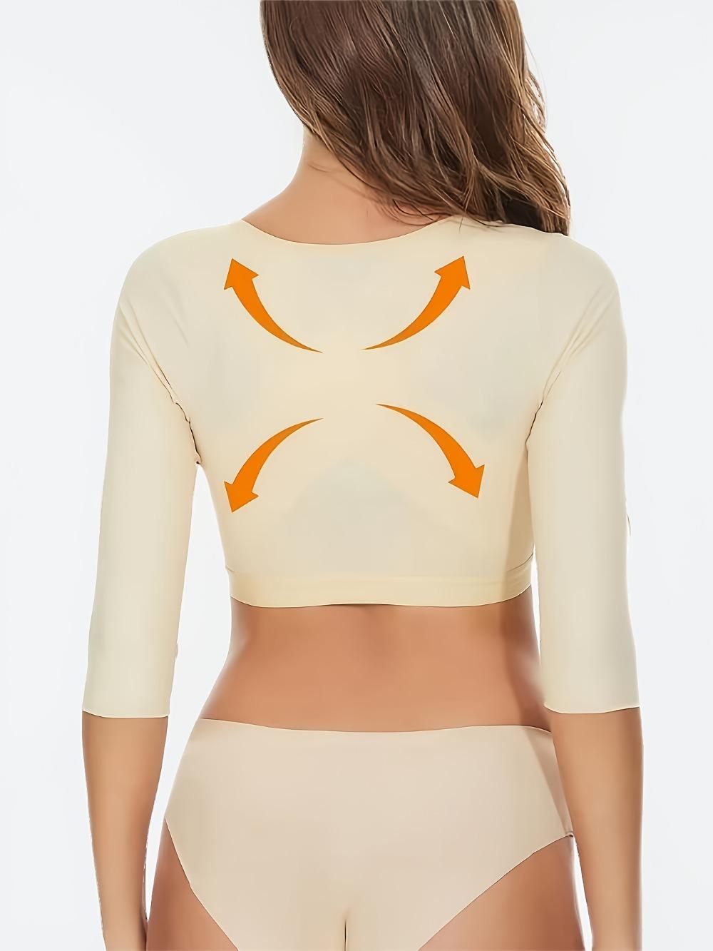 Women's Front Opening Shaping Bra Set Upper Arm Shaping Training Top Compression Sleeve Top Tummy Control Breast Arm Sculpting Body Shaper