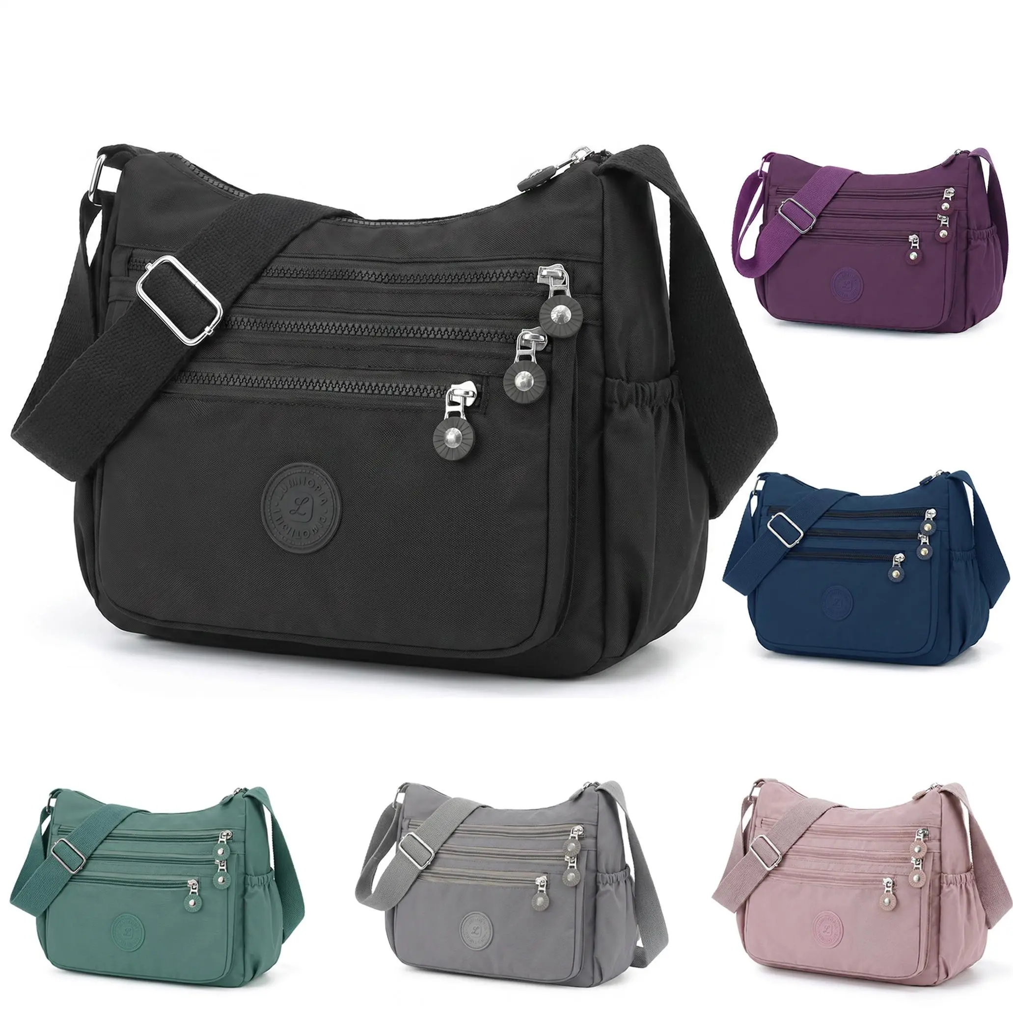 Women's Waterproof Nylon Slim Crossbody Bag for Makeup Tools - 7 Pockets, Anti-Theft Back Slot, Fits 7.9" iPad Mini, 235g Ultra-Light, Adjustable Strap, Tear-Resistant, Travel Commute Use, Gift Option, Crossbody Bags for Women