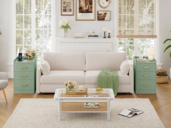 FOTOSOK Nightstands Set of 2 Black Nightstand with Charging Station, 3 Drawer Nightstand with Gold Handles, Side Table for Home Office FOTOSOK Nightstands Set of 2 Black Nightstand with Charging Station, 3 Drawer Nightstand with Gold Handles, Side Table for Home Office