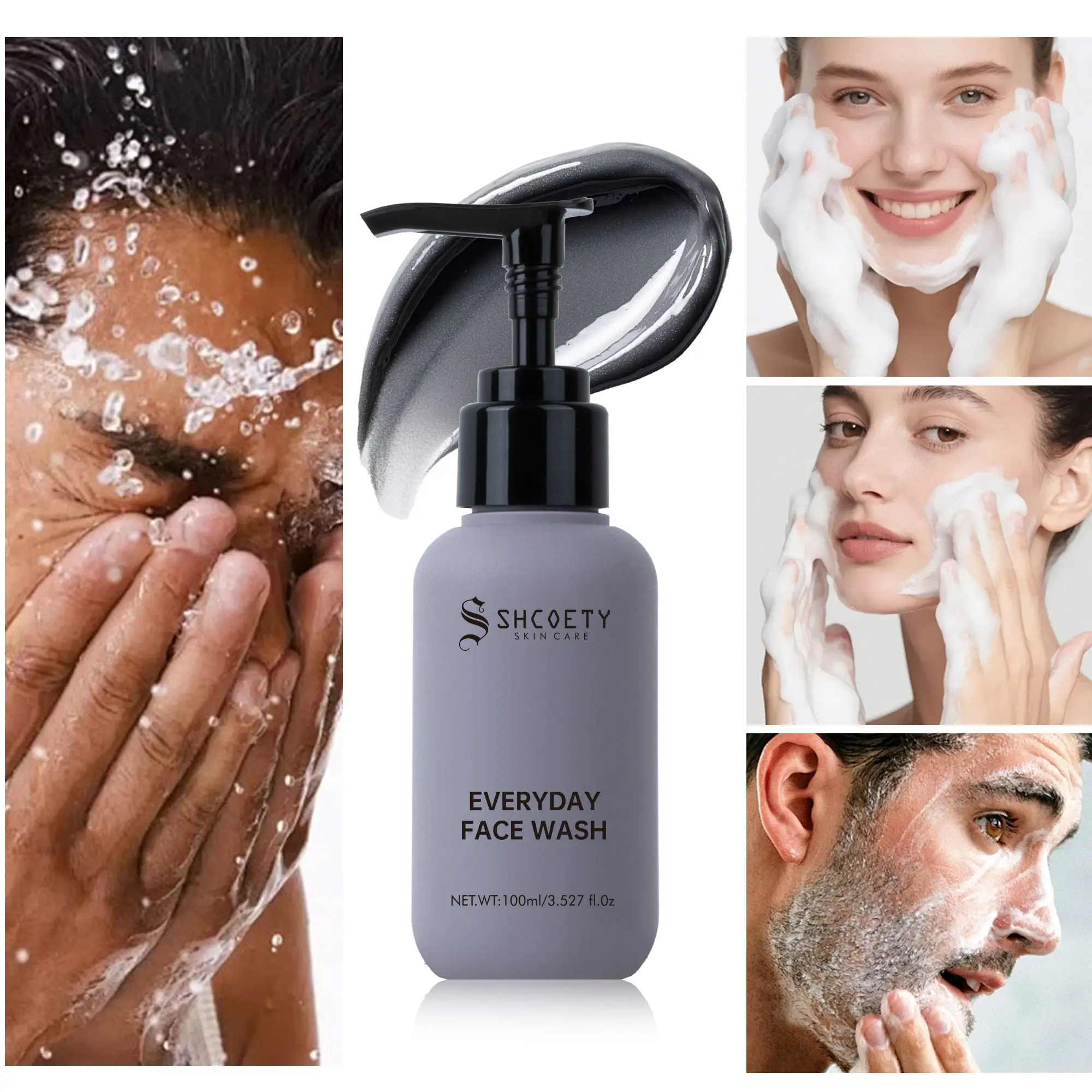 SHCOETY Hydrating Facial Cleanser Series, Gentle Degrease Face Wash & Makeup Melting Cleansing Milk, Hyaluronic Acid Moisturizing Cleansing Milk For All Skin Types, Daily Skin Cleanser