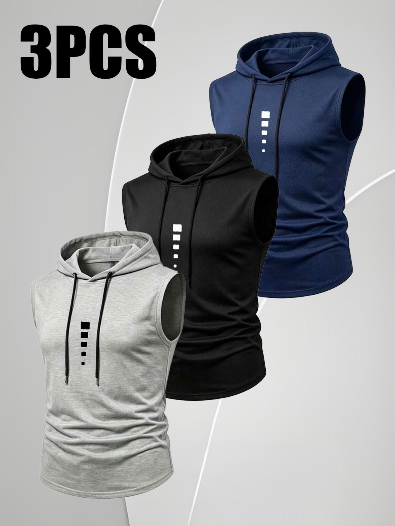 Men's Summer Lightweight Sport Running Fitness Sleeveless Vest, Fashion Casual Outdoor Hooded Top, Breathable and Comfortable Design, Workout Sports Vest