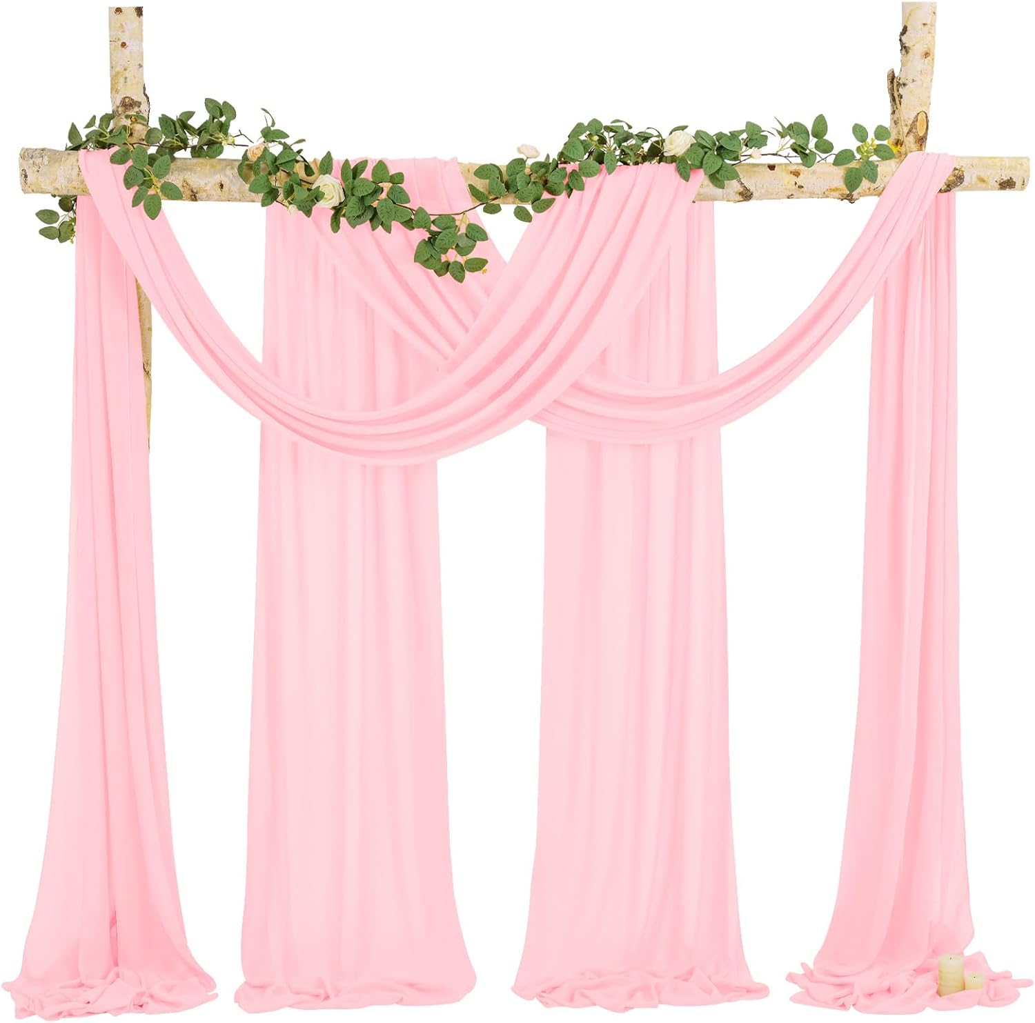 FANI 4 Panels  Sheer Chiffon Wedding Arch Draping Fabric 28inch x 20 ft Each for Ceremony Drapery Ceiling Drapes Party Decor Indoor Backdrops Cortinas decorativas / Telas para decoración