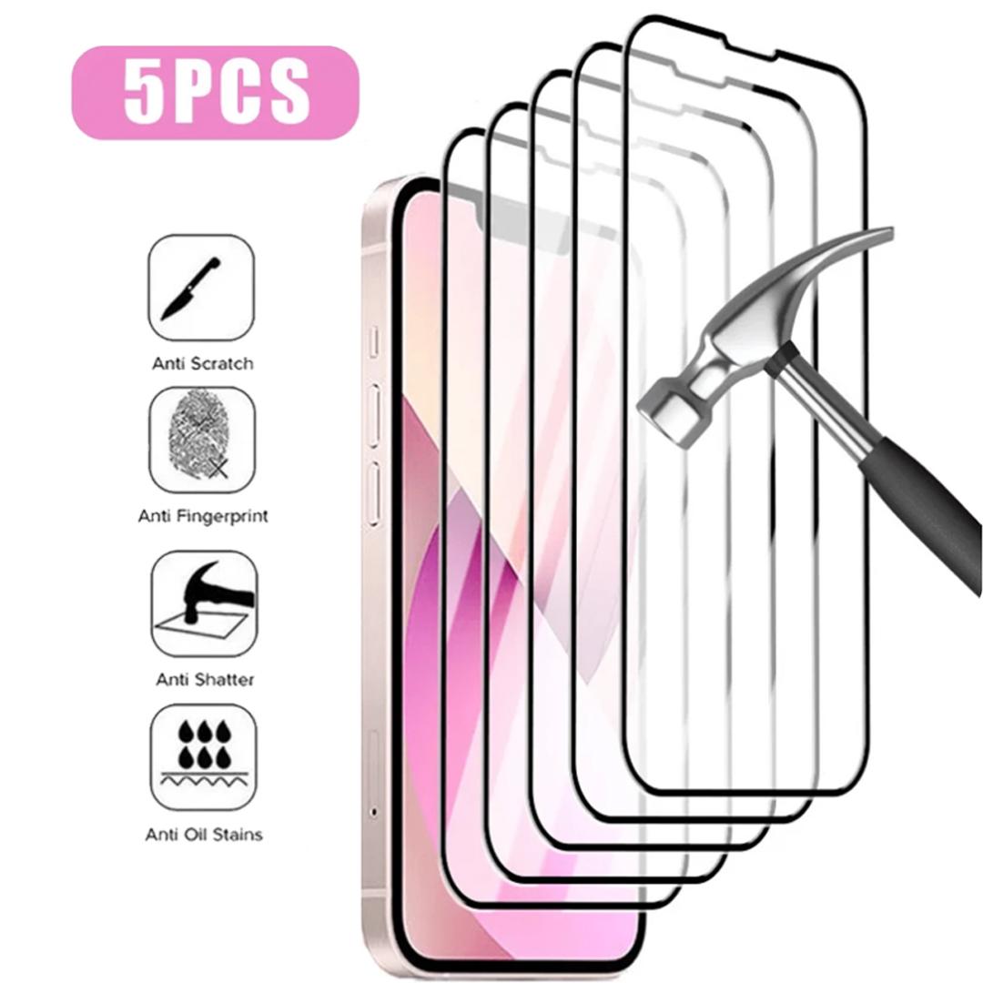5PCS Anti-Fall Screen Protection Tempered Film Compatible With iPhone17,16,15,14,13,12,11, Xs, X,  Explosion-Proof Shatterproof Scratch Proof And Waterproof Glass Phone Toughened Film