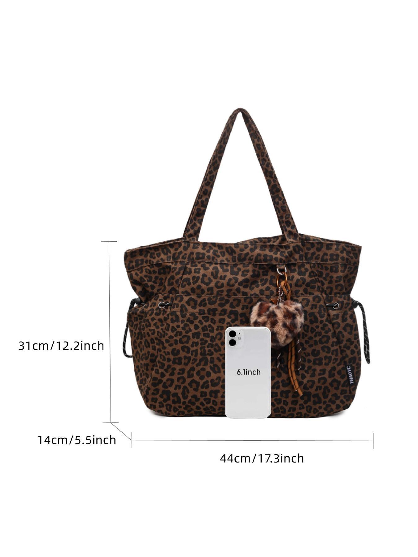 Women's Leopard Print Tote Bag, Cute Plush Charm Shoulder Purse with Large Capacity Design, Trendy Y2K Aesthetic Crossbody Handbag with Adjustable Strap, Fashion Animal Print Everyday Carry Bag for Work, Shopping, Travel, College & Casual Outfits Women's Leopard Print Tote Bag, Cute Plush Charm Shoulder Purse with Large Capacity Design, Trendy Y2K Aesthetic Crossbody Handbag with Adjustable Strap, Fashion Animal Print Everyday Carry Bag for Work, Shopping, Travel, College & Casual Outfits
