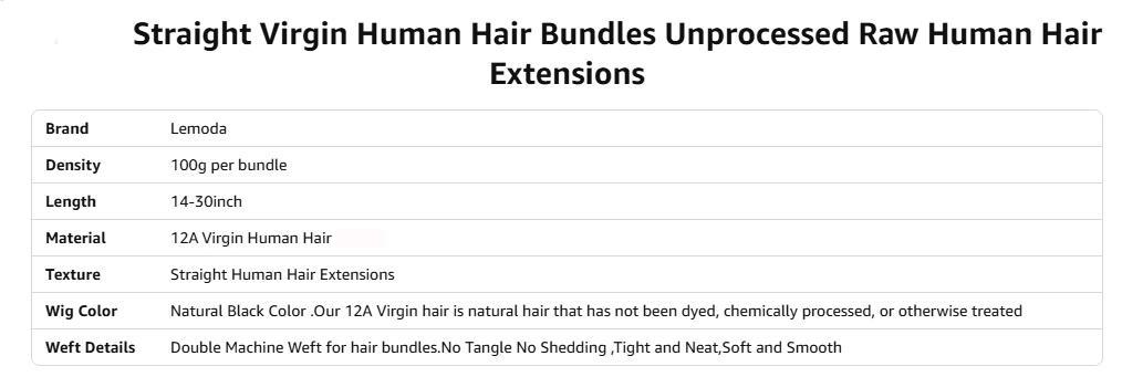 Lemoda 12A Virgin Human Hair Bundles Unprocessed Raw Hair Extensions Natural Black Thick Ends Body Wave Weave Bundles for Any Occasions Lemoda 12A Virgin Human Hair Bundles Unprocessed Raw Hair Extensions Natural Black Thick Ends Body Wave Weave Bundles for Any Occasions
