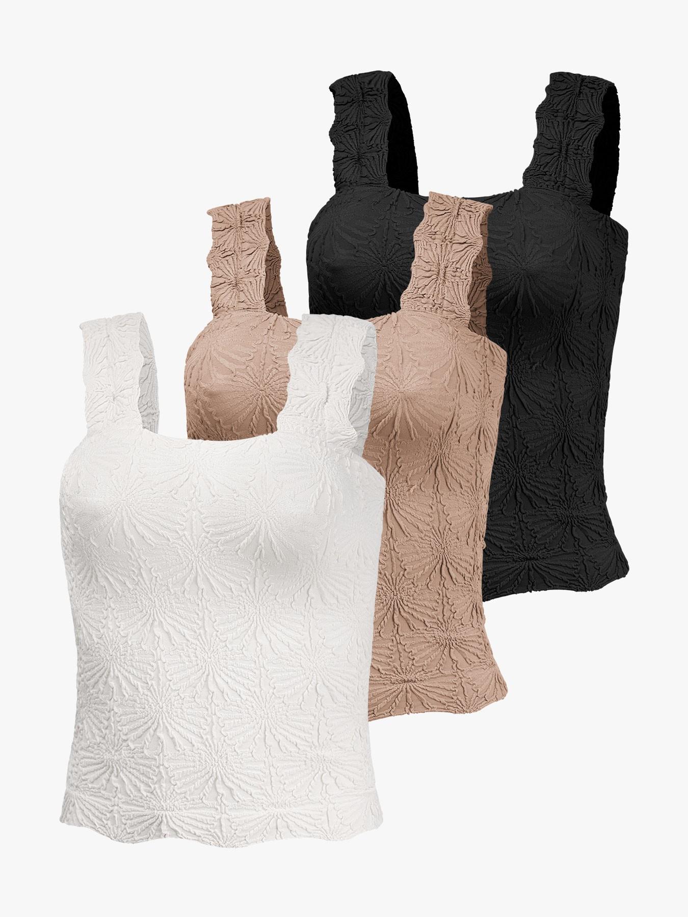 Women's Solid Color Floral Jacquard Sports Singlet, Casual Sleeveless Square Neck Tank Top for Yoga Gym Workout, Ladies Sportswear for All Seasons, Gym Wear, Sleeveless Gym Tops